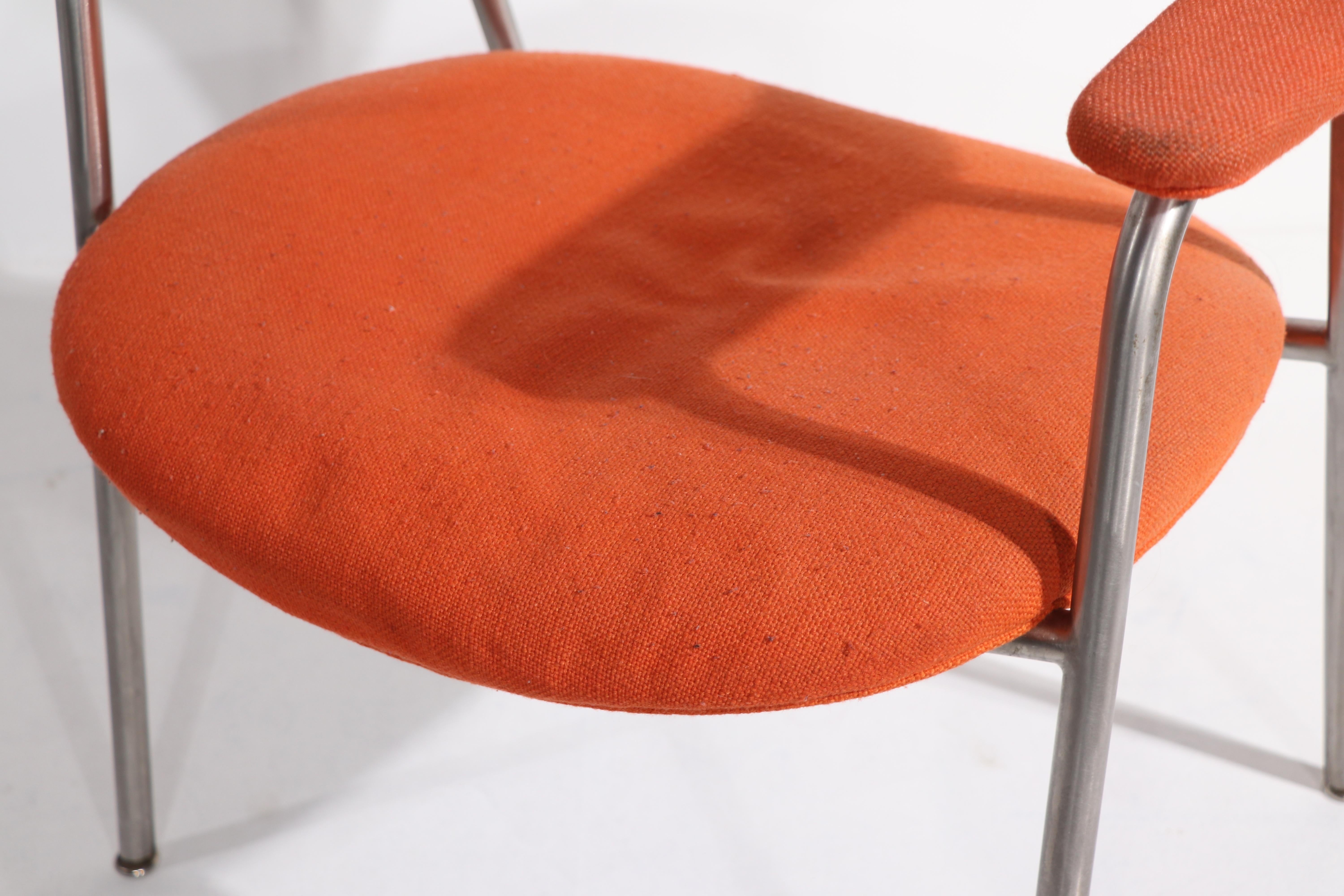 Pr. Sillas de Alto Estilo Fabricadas por Marble Imperial Design Att to Risom Acero en venta