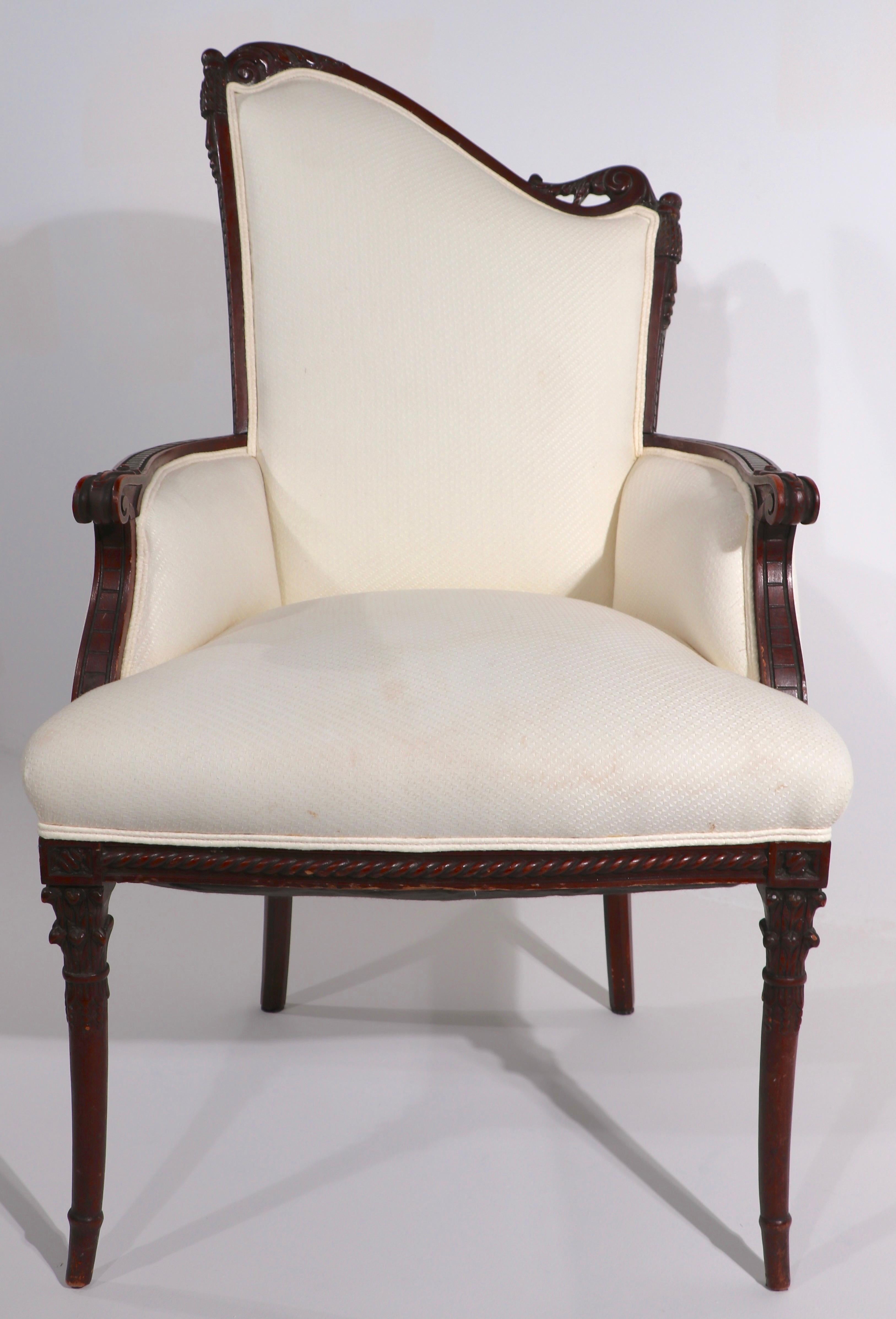 Upholstery Pair of Hollywood Regency Armchairs by Grosfeld House For Sale