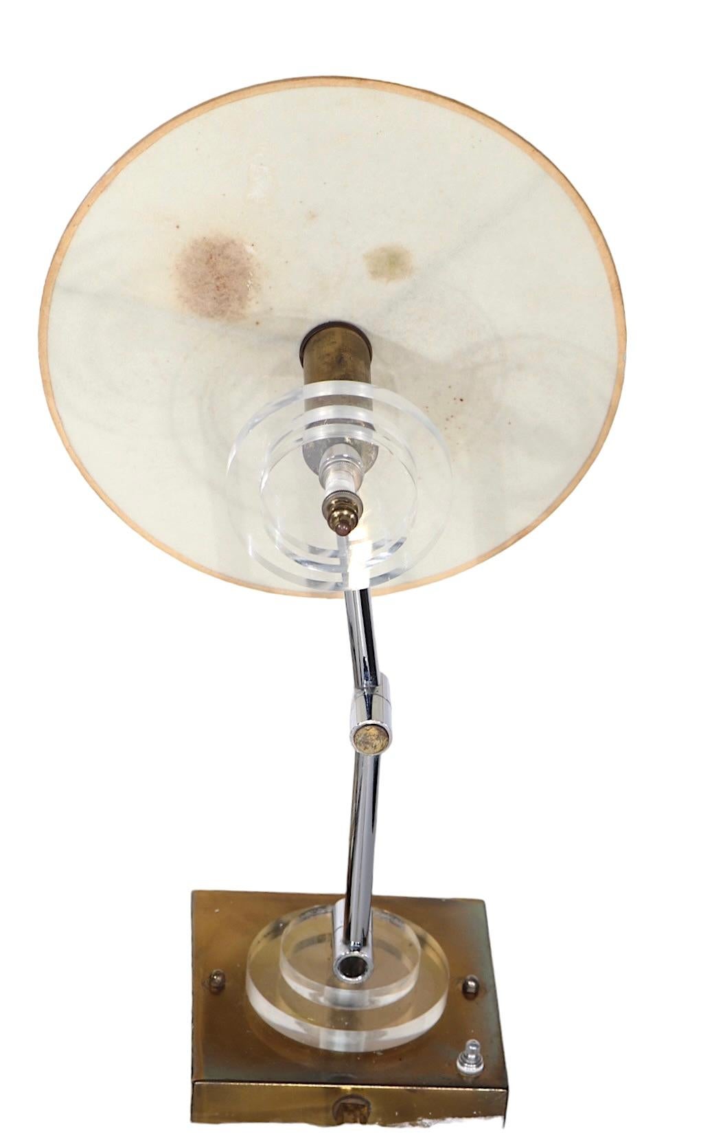 Pr. Hollywood Regency Brass and Lucite Swing Arm  Wall Sconces att. F. Cooper  For Sale 15