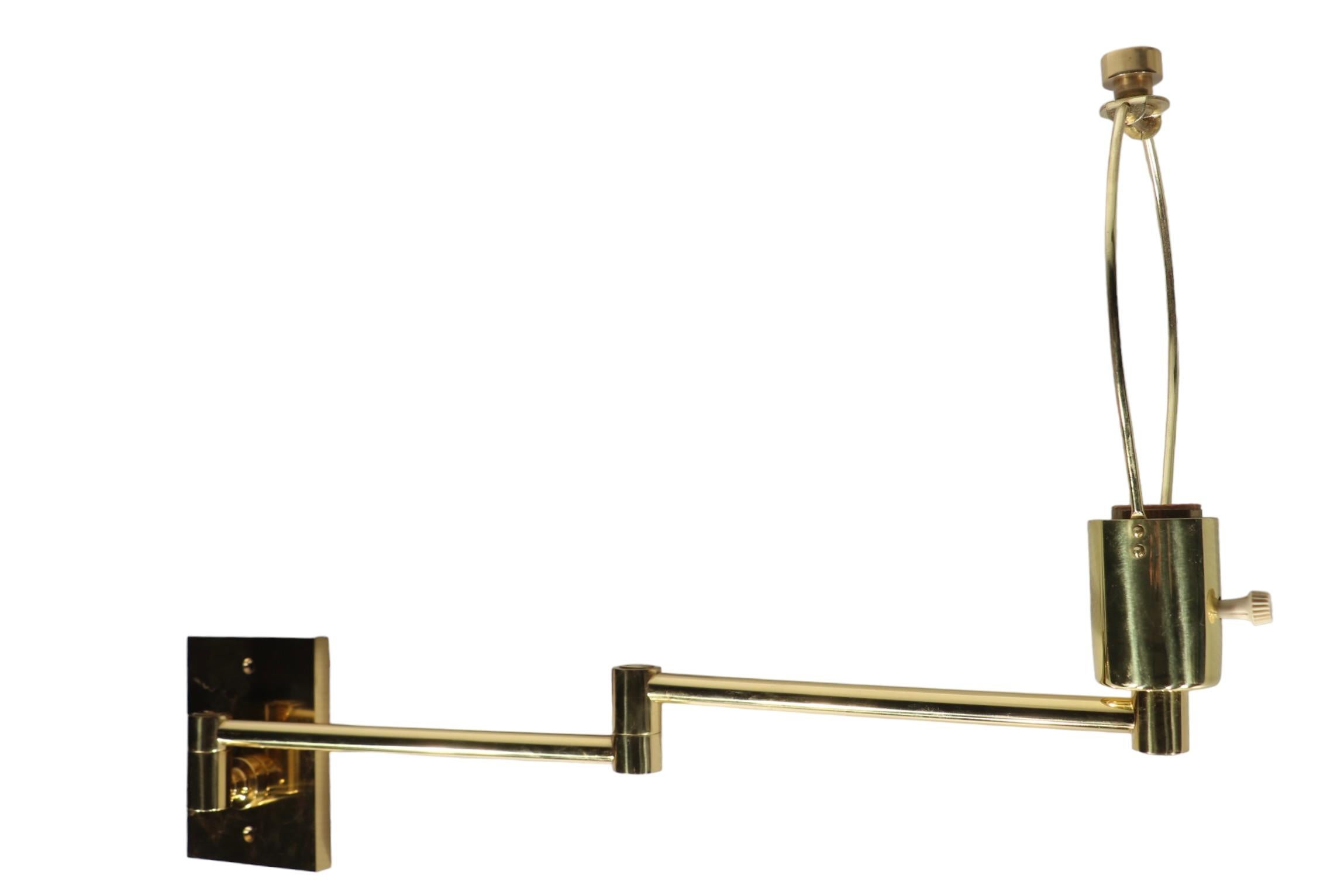 Late 20th Century Pr. Hollywood Regency Brass Flex Arm Sconces c. 1970's
