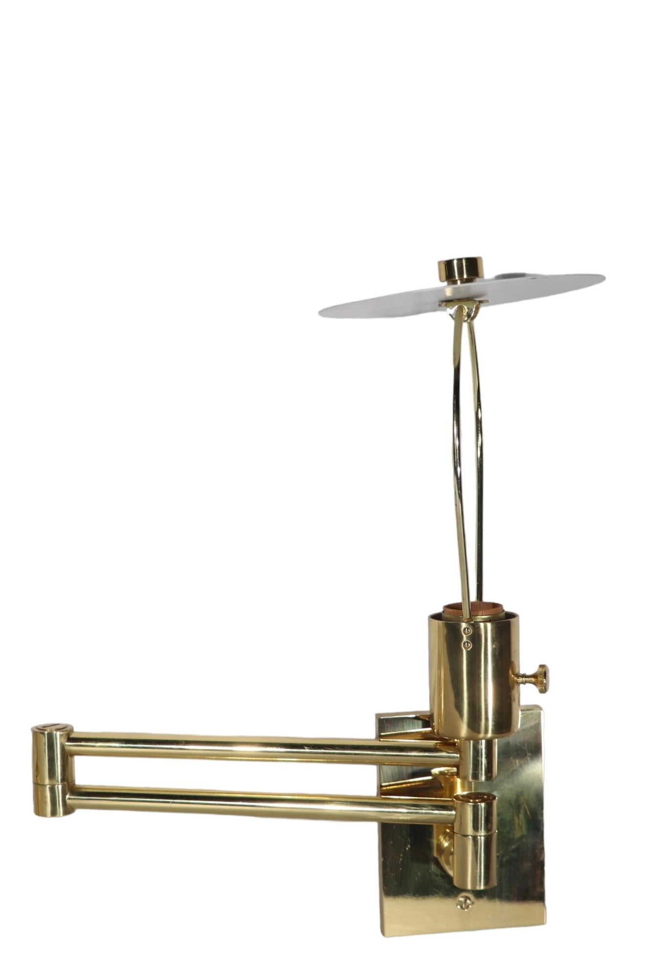 Pr. Hollywood Regency  Brass  Swing Arm Sconces by Hansen  For Sale 8
