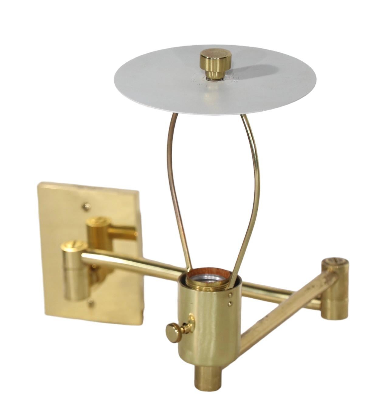 Pr. Hollywood Regency  Brass  Swing Arm Sconces by Hansen  In Good Condition For Sale In New York, NY