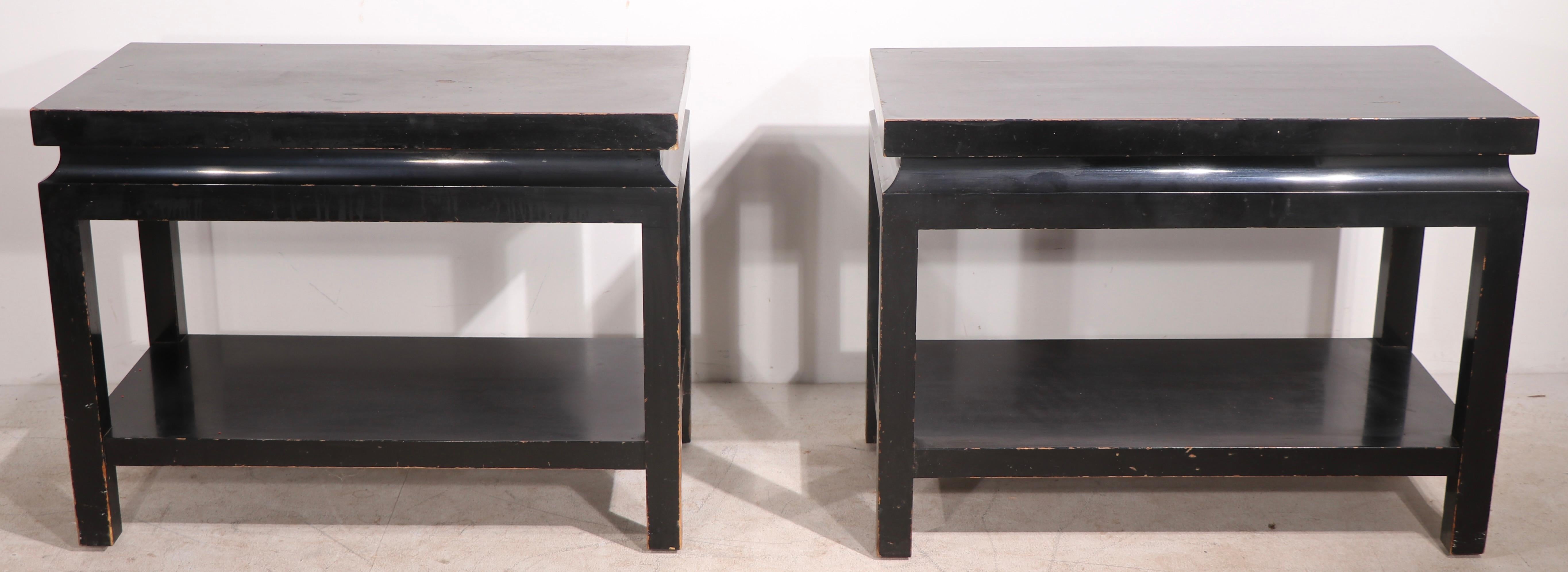 Lacquered Pr. Hollywood Regency End or Side Tables by James Mont