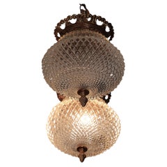 Pr. Hollywood Regency Hanging Globe Fixtures 