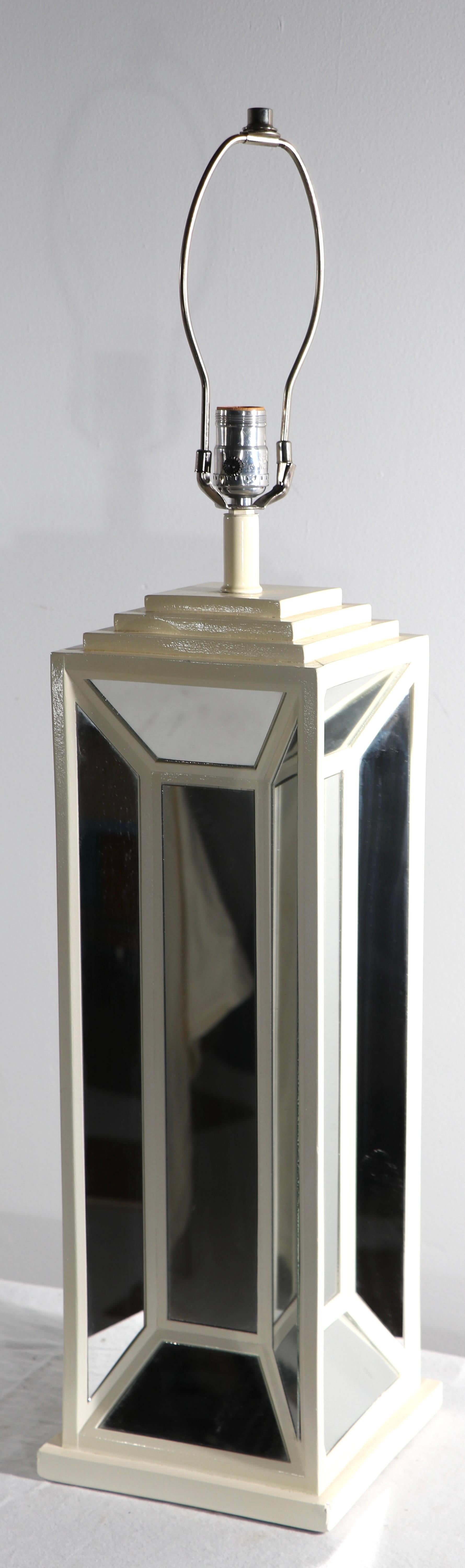 American Pr. Hollywood Regency Mirrored Lamps by Blumberg For Sale