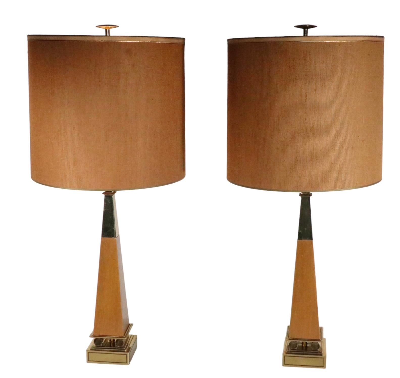 Pair Hollywood Regency Obelisk Table Lamps by Stiffel Att. to Parzinger For Sale 5