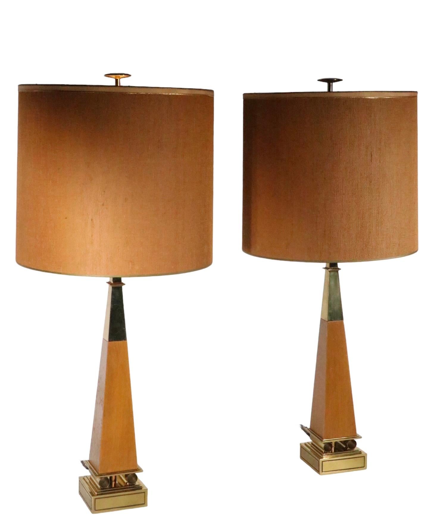 Pair Hollywood Regency Obelisk Table Lamps by Stiffel Att. to Parzinger For Sale 10