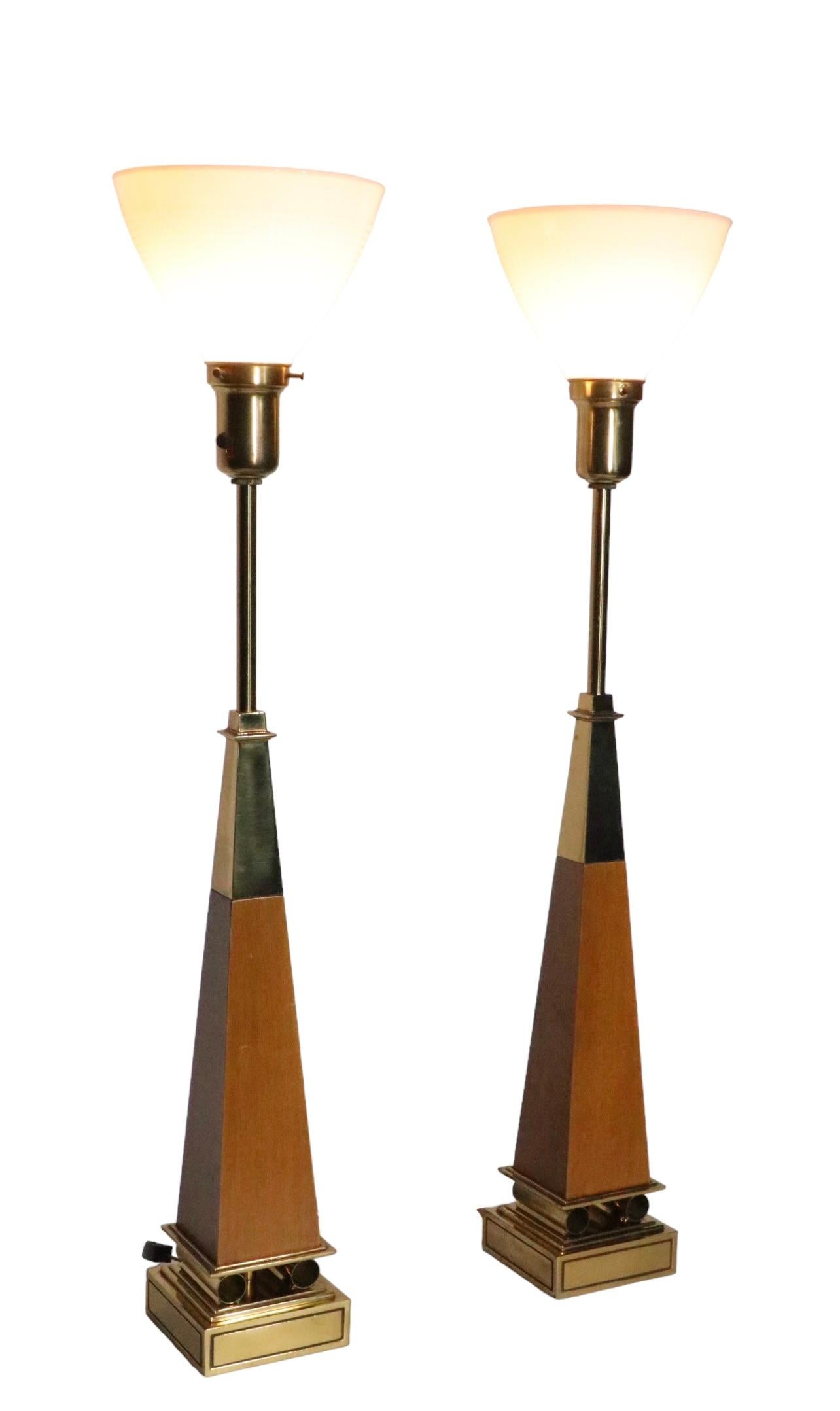Pair Hollywood Regency Obelisk Table Lamps by Stiffel Att. to Parzinger For Sale 11