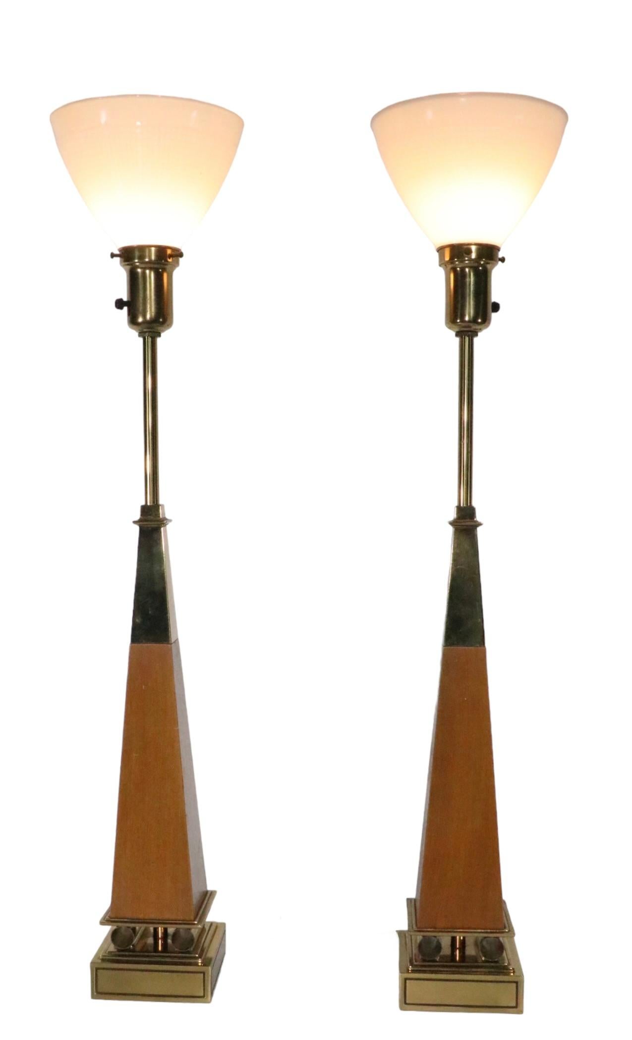 Pair Hollywood Regency Obelisk Table Lamps by Stiffel Att. to Parzinger For Sale 12