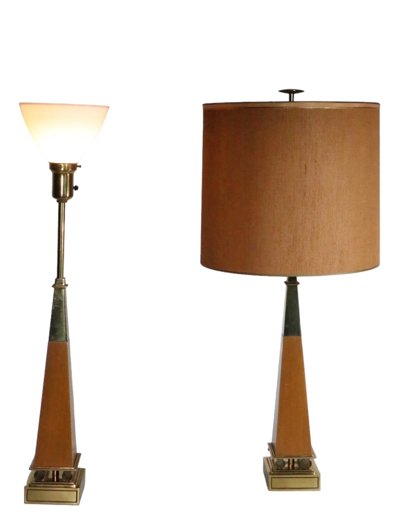 Pair Hollywood Regency Obelisk Table Lamps by Stiffel Att. to Parzinger For Sale 13