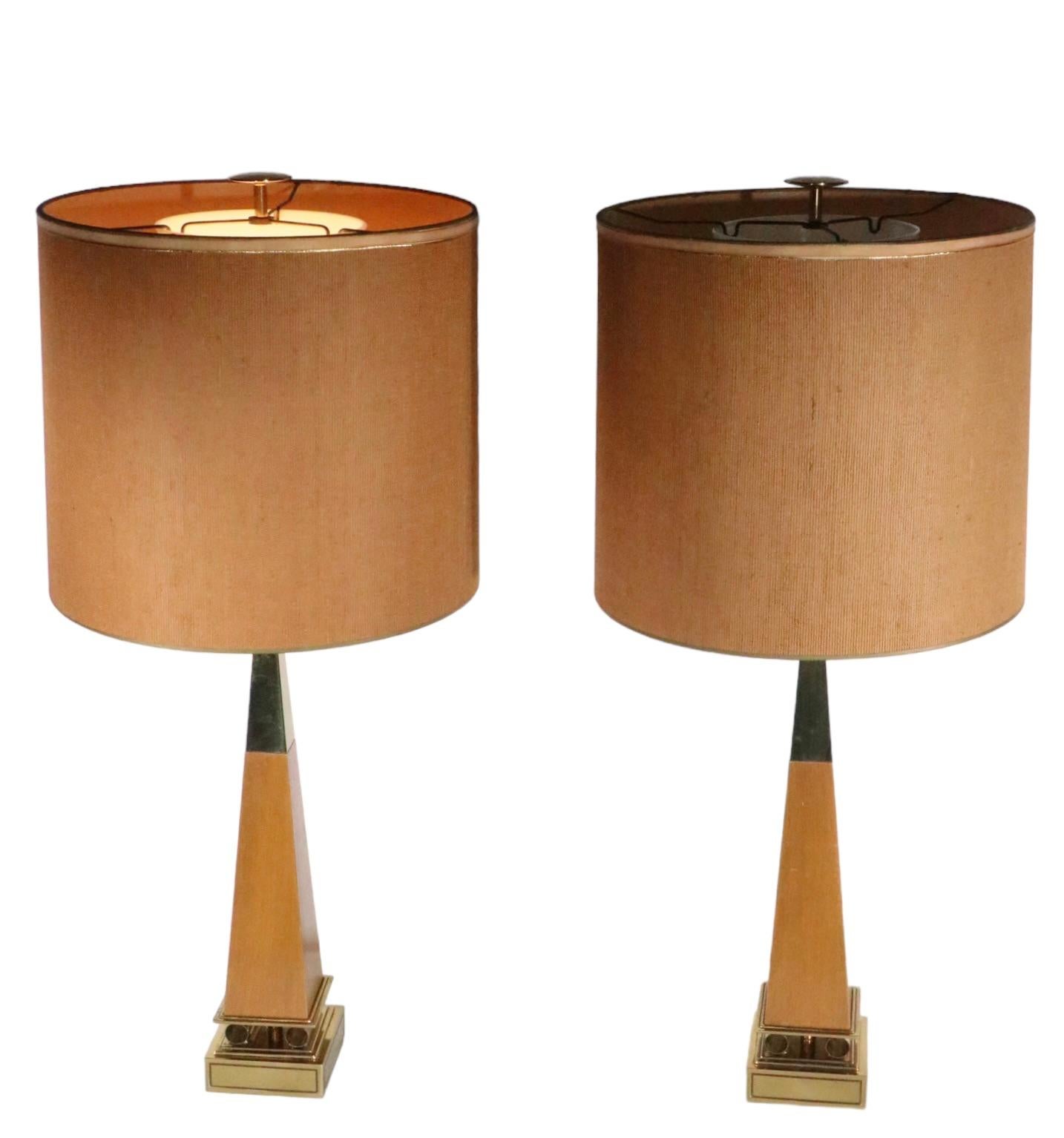 Pair Hollywood Regency Obelisk Table Lamps by Stiffel Att. to Parzinger For Sale 3