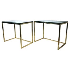 Pr. Mesas postmodernas de cristal y latón Hollywood Regency Made in Italy  1970/80's