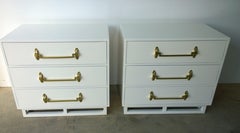 Pair of White Lacquered & Brass Decorative Pulls Grosfeld House Chest of Drawers