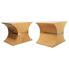 Pr.  Hourglass Form Hollywood Regency Style Grass Cloth Side Tables c. 1970/80's