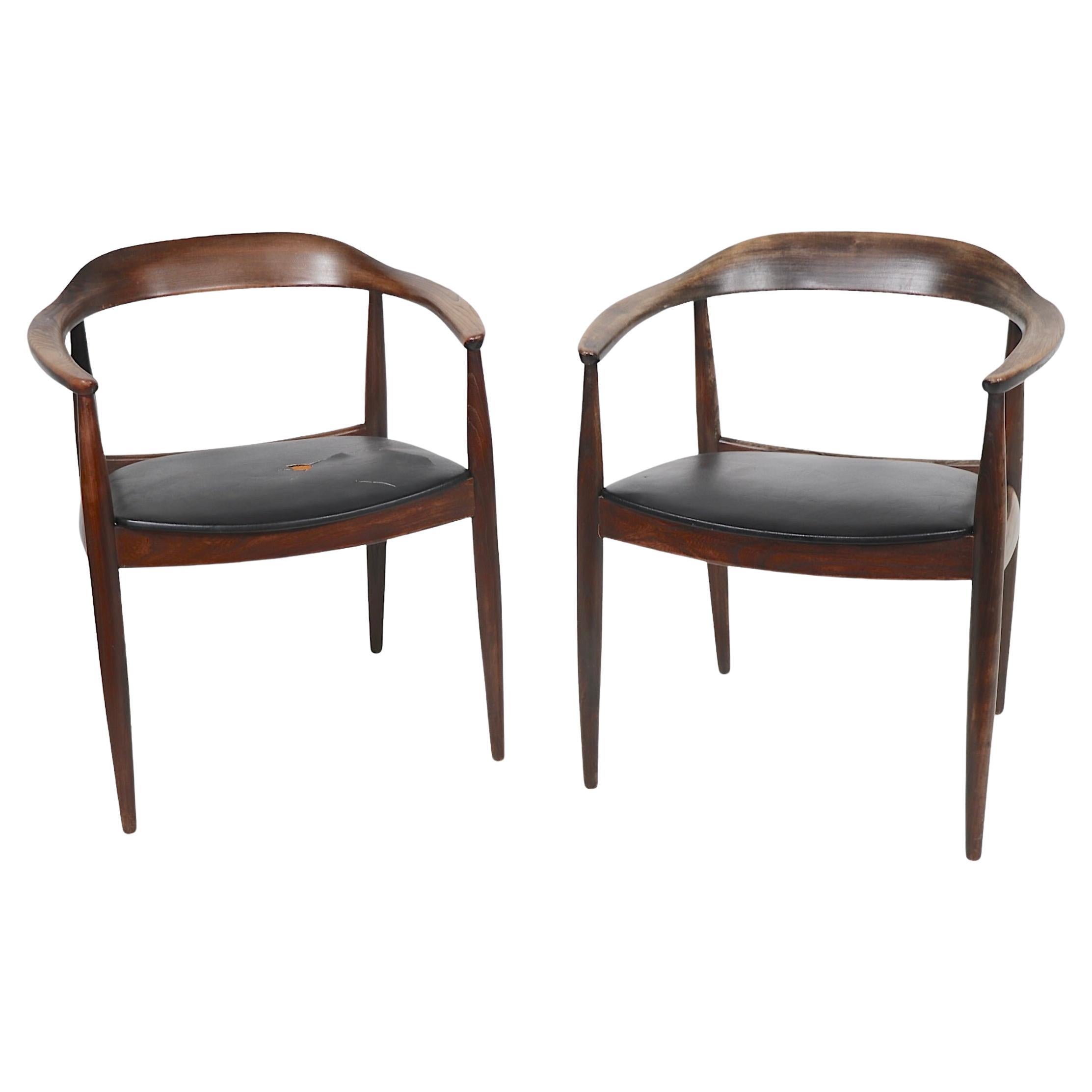  Pr. Illum Wikkelso Design Niels Eilersen Made Danish Mid Century  Dining Chairs For Sale