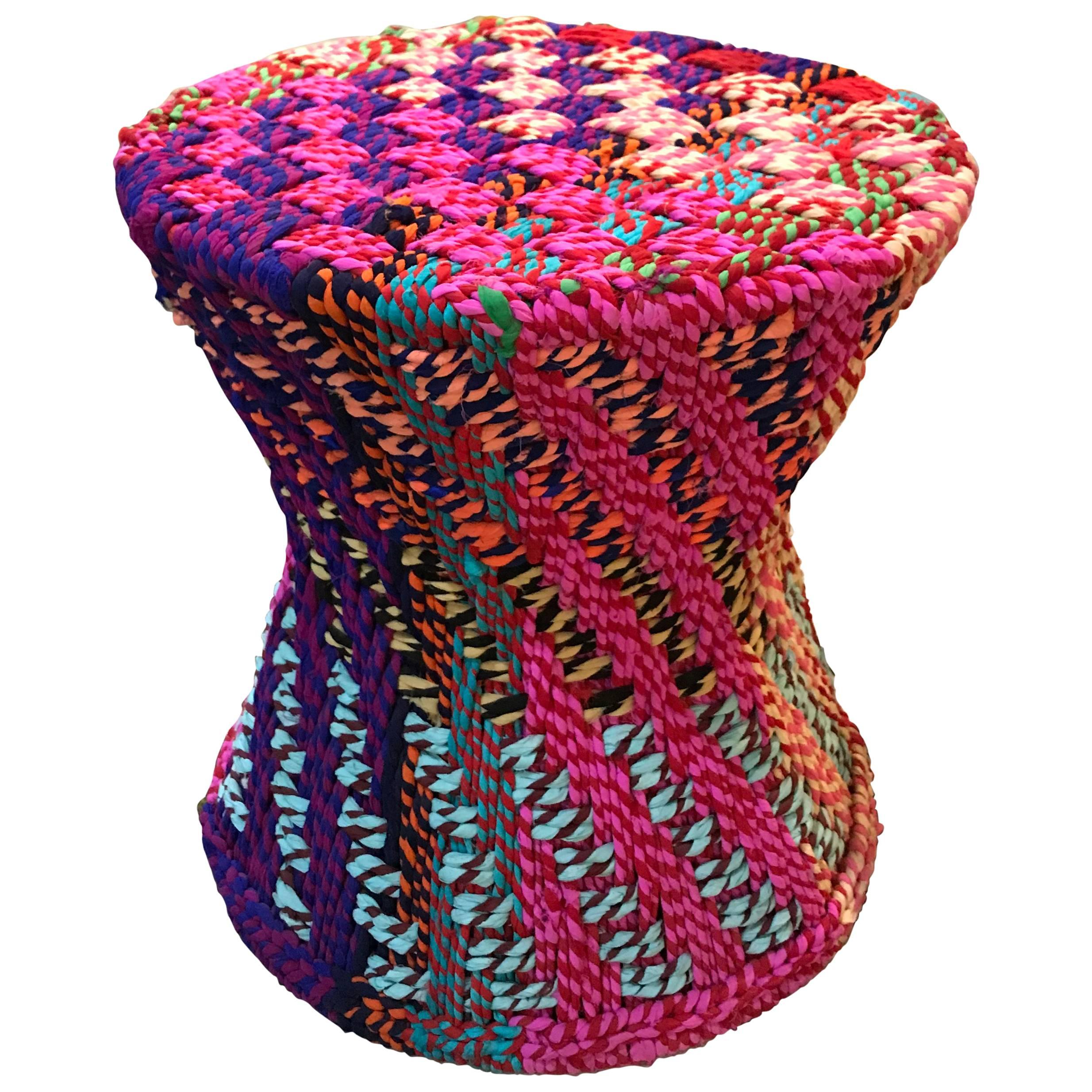 Pr/" It Is Not Missoni" Sidetables or Puffs, Fabric, Super Colors, Handwoven  For Sale