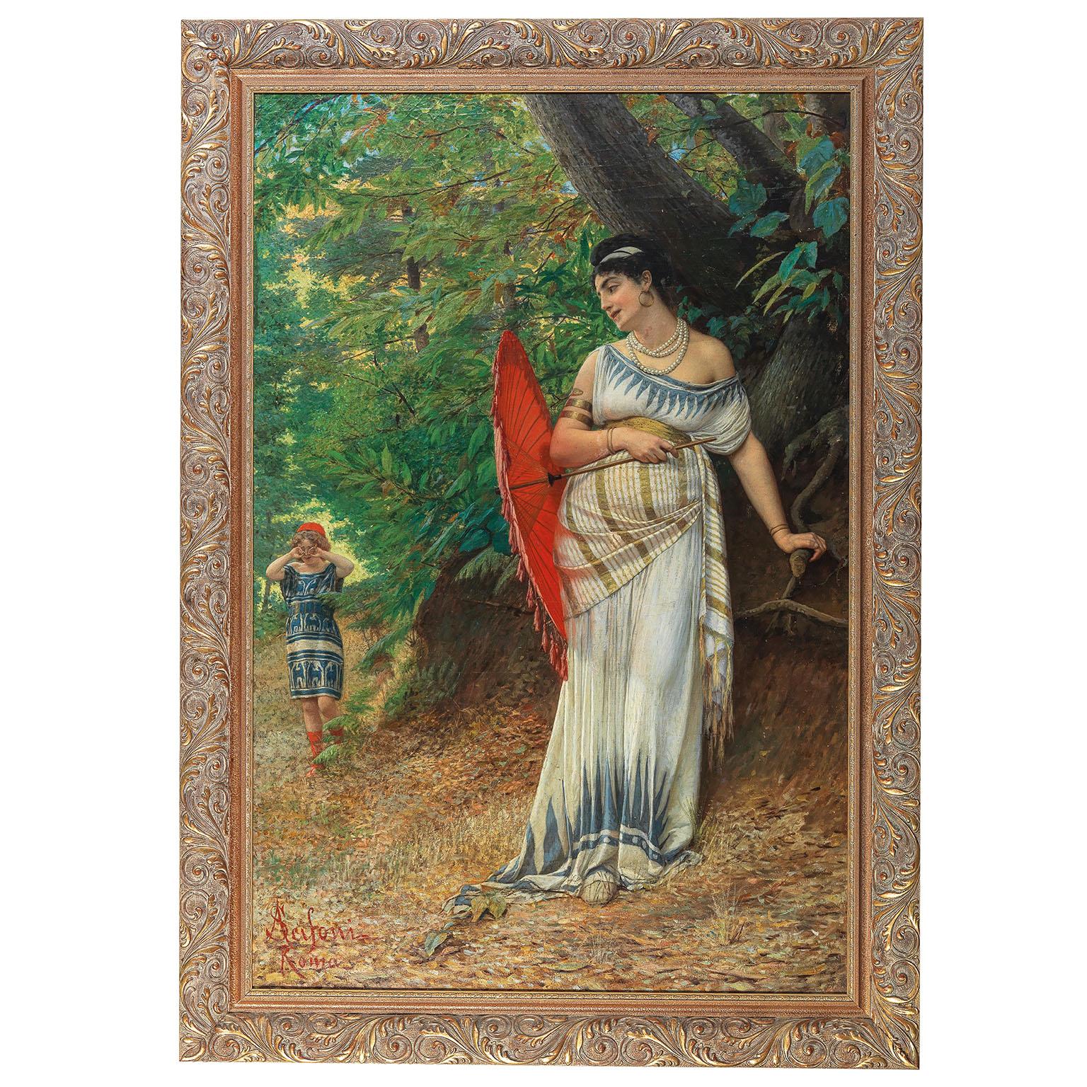 Greco Roman Pr Italian 19th Century Oil on Canvas 