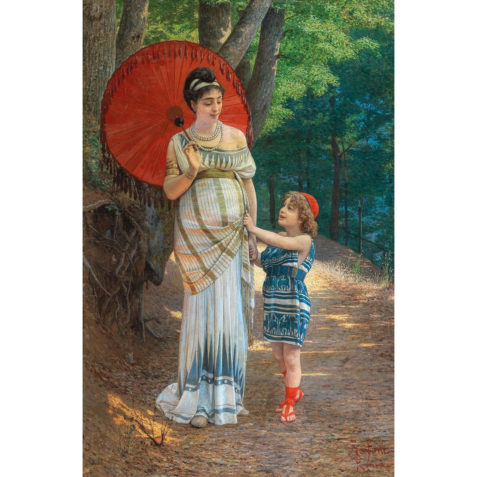 Hand-Painted Pr Italian 19th Century Oil on Canvas 