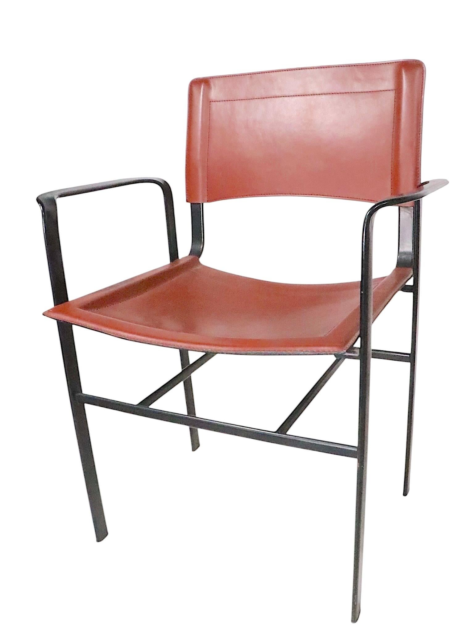 Pr. Italien  Cuir brun et métal noir  Fauteuils postmodernes par Cidue 1970 en vente 4