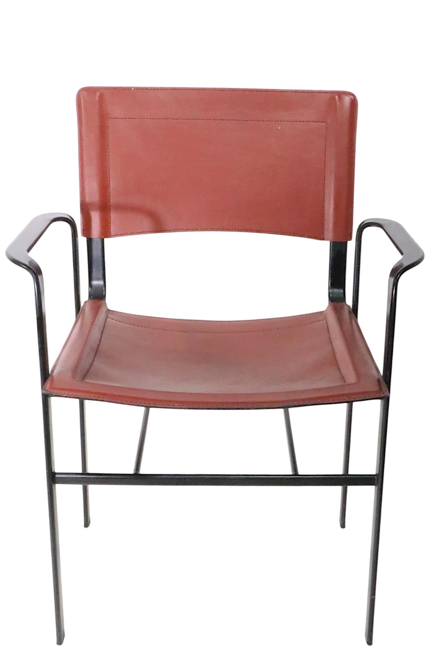 Pr. Italien  Cuir brun et métal noir  Fauteuils postmodernes par Cidue 1970 en vente 13