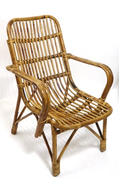 Pr Italian Mid Century Bamboo Chairs After Albini