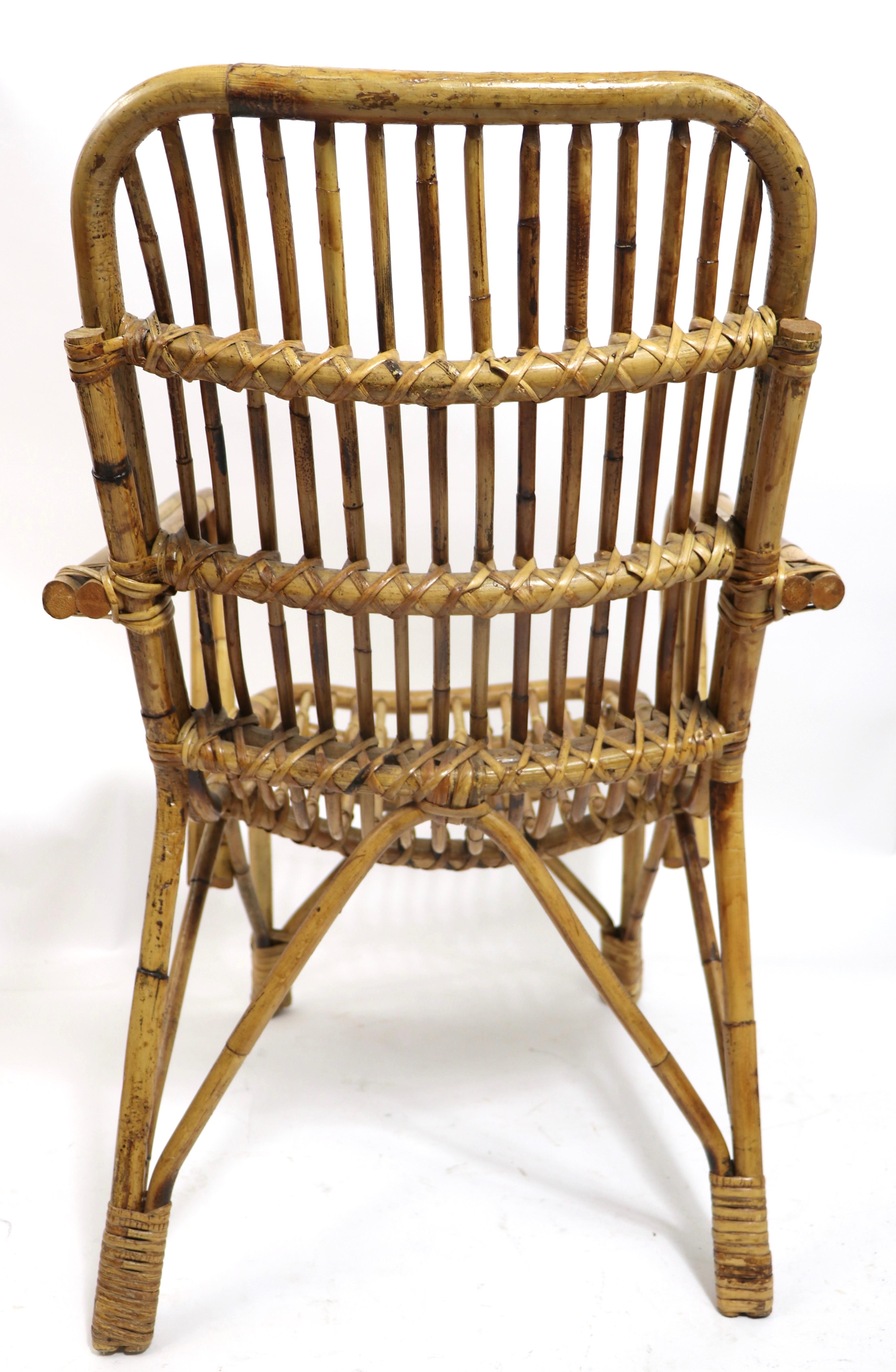 Mid-Century Modern Pr Italian Mid Century Bamboo Chairs After Albini For Sale