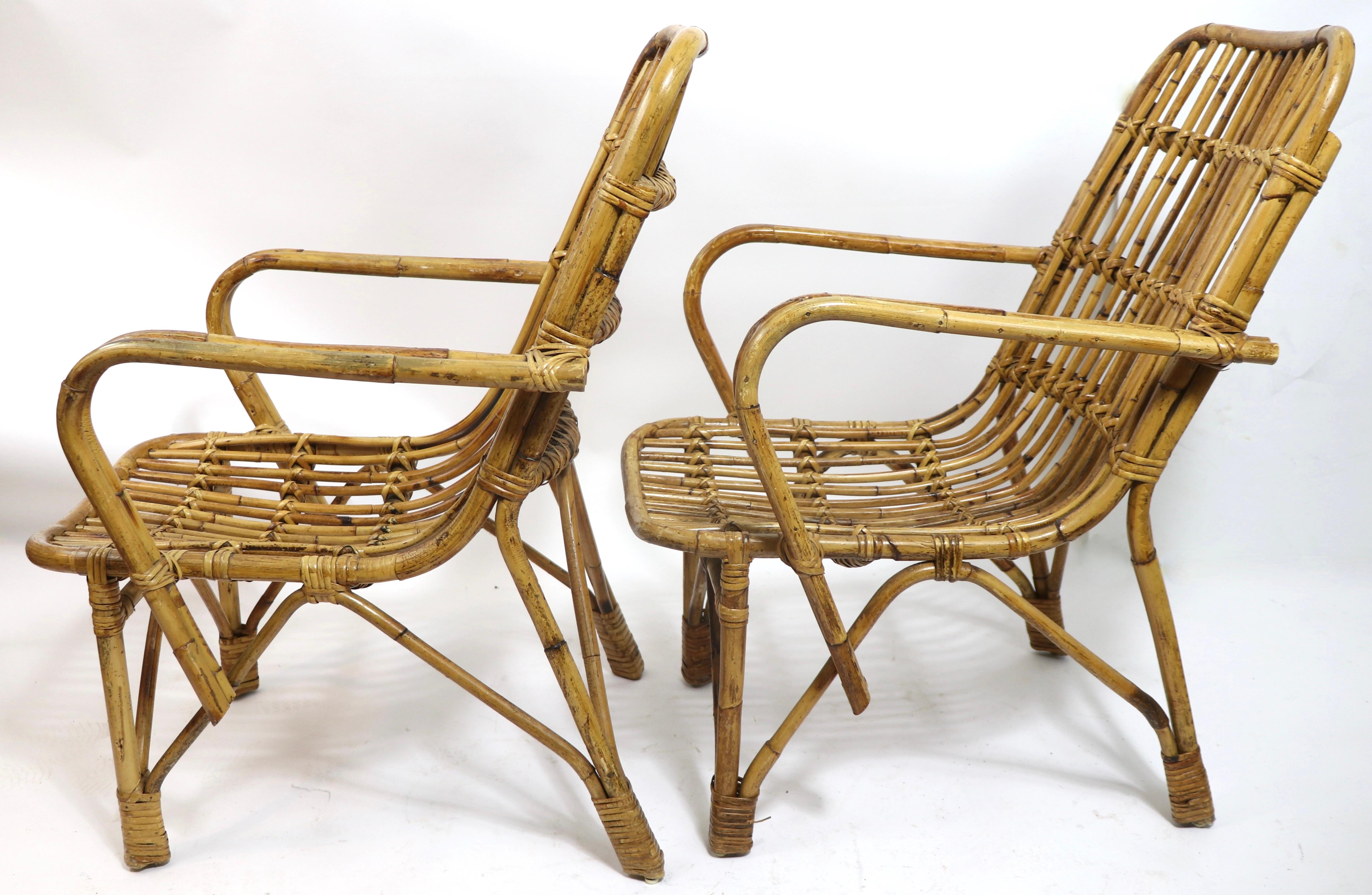 Pr Italian Mid Century Bamboo Chairs After Albini For Sale 1