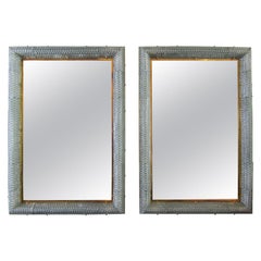 Pr Italian Modern Hand Blown Glass & Bronze Illuminated Mirrors Barovier & Toso