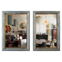 Pr Italian Modern Hand Blown Glass & Bronze Illuminated Mirrors Barovier & Toso