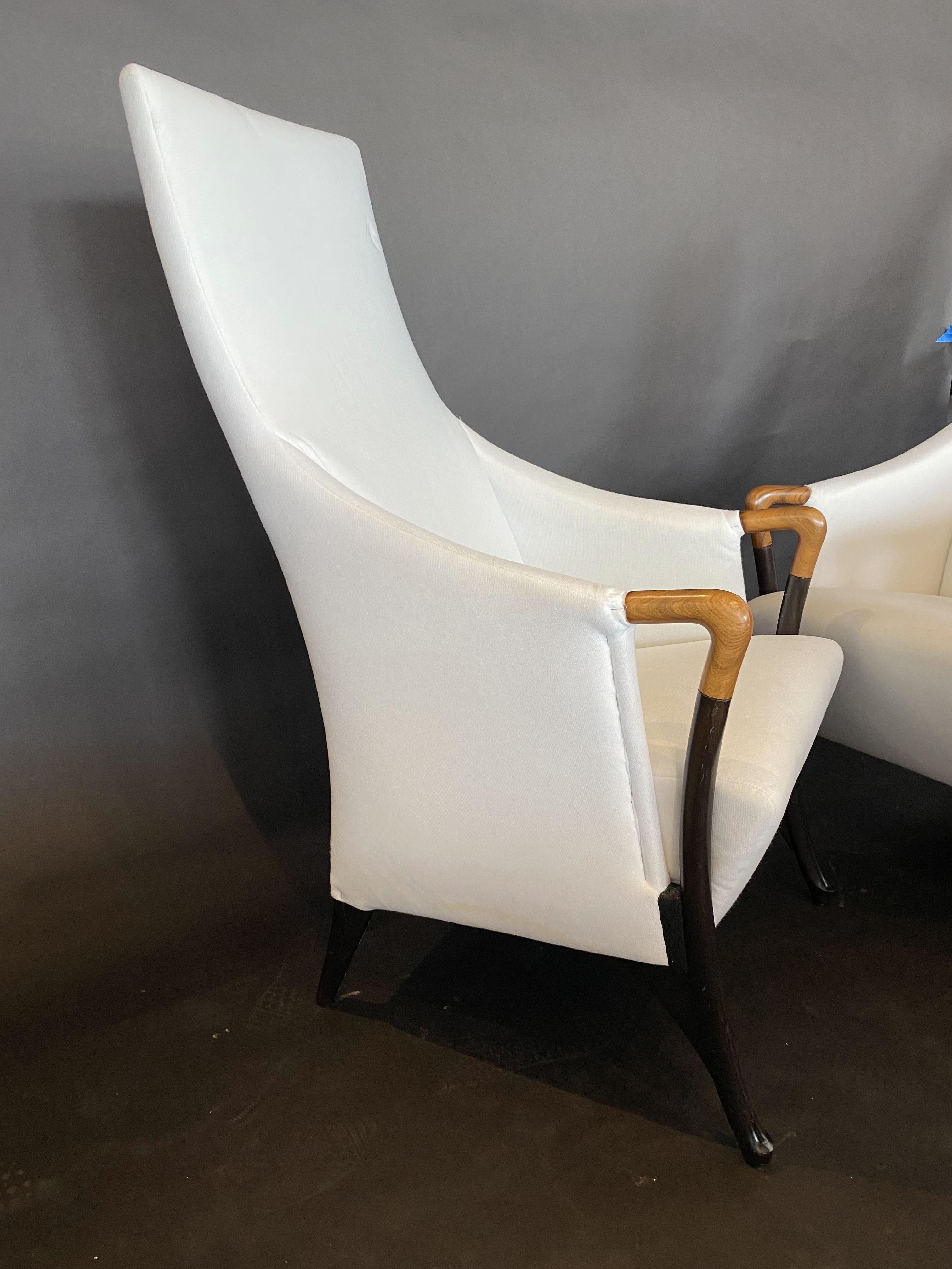 Ebony Italian Modern Walnut & Ebonized Club Chairs, Umberto Asnago for Giorgetti, Pair For Sale