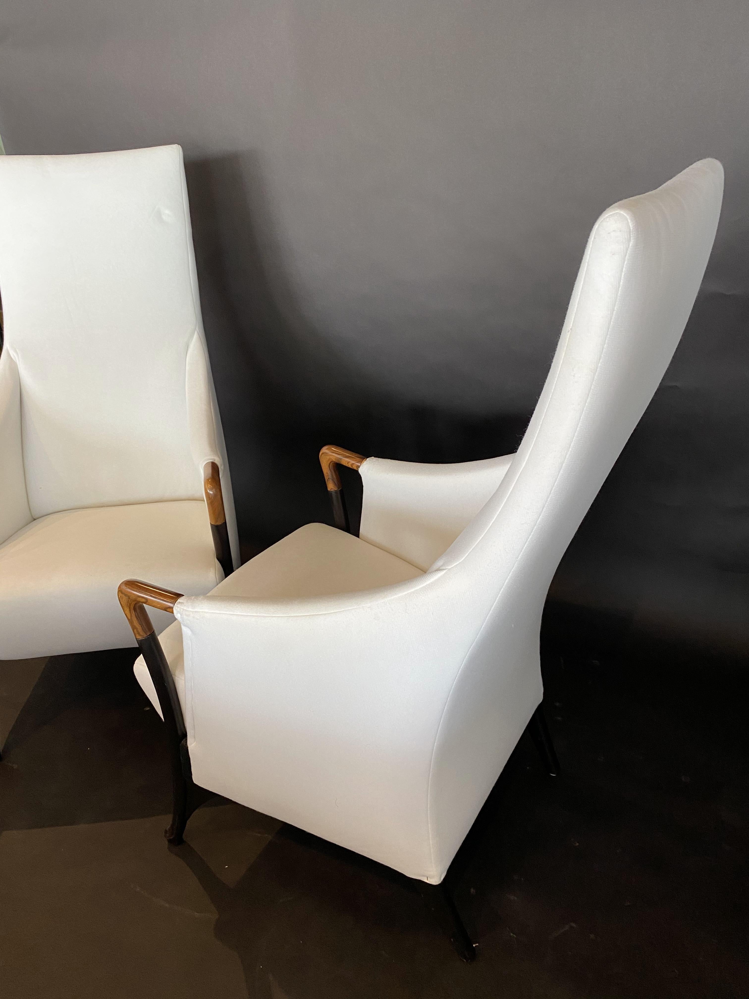 Italian Modern Walnut & Ebonized Club Chairs, Umberto Asnago for Giorgetti, Pair For Sale 1