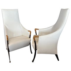 Italian Modern Walnut & Ebonized Club Chairs, Umberto Asnago for Giorgetti, Pair