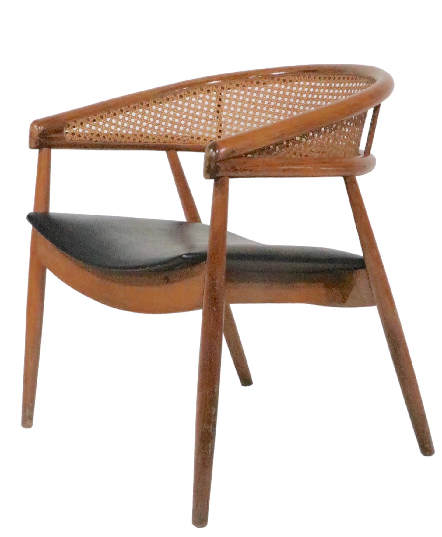 Pr James Mont  King Cole Style Arm Lounge Chairs Bentwood Frames and Caned Backs For Sale 13