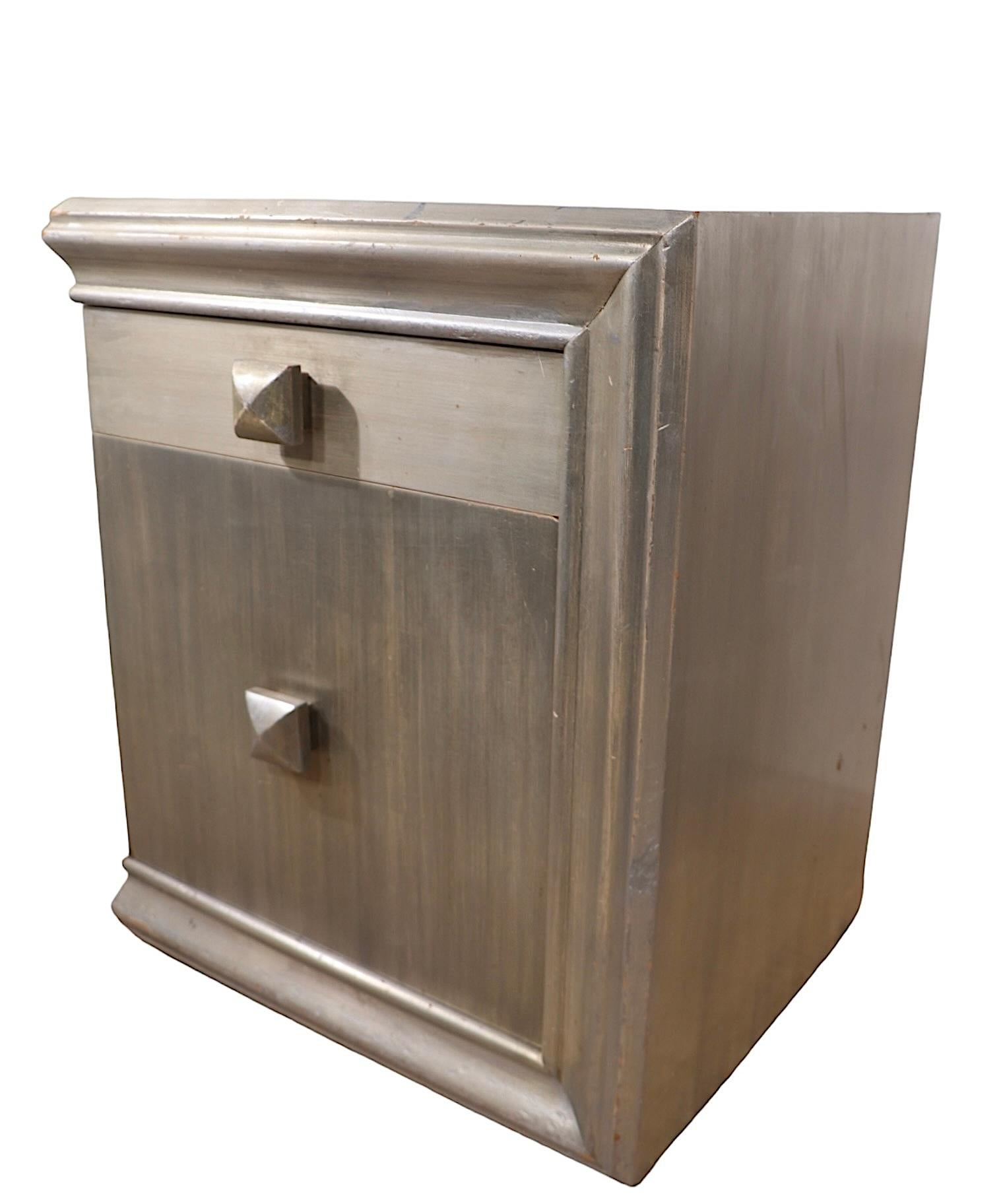 Pr. James Mont Nightstands in Silver Gilt Finish c 1940/50's For Sale 4