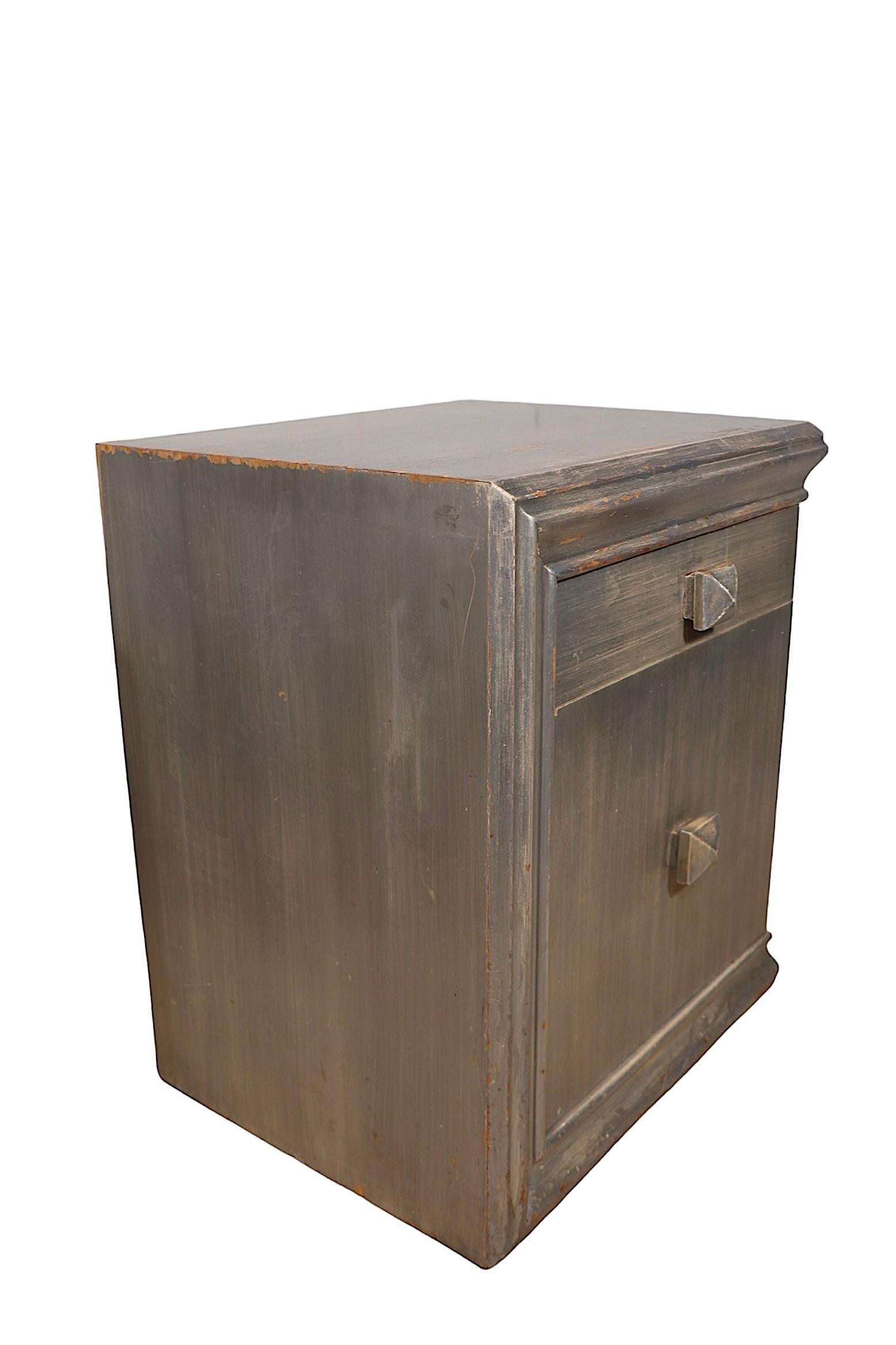 Pr. James Mont Nightstands in Silver Gilt Finish c 1940/50's For Sale 8