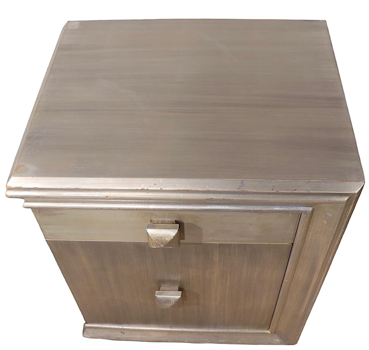 Pr. James Mont Nightstands in Silver Gilt Finish c 1940/50's For Sale 11