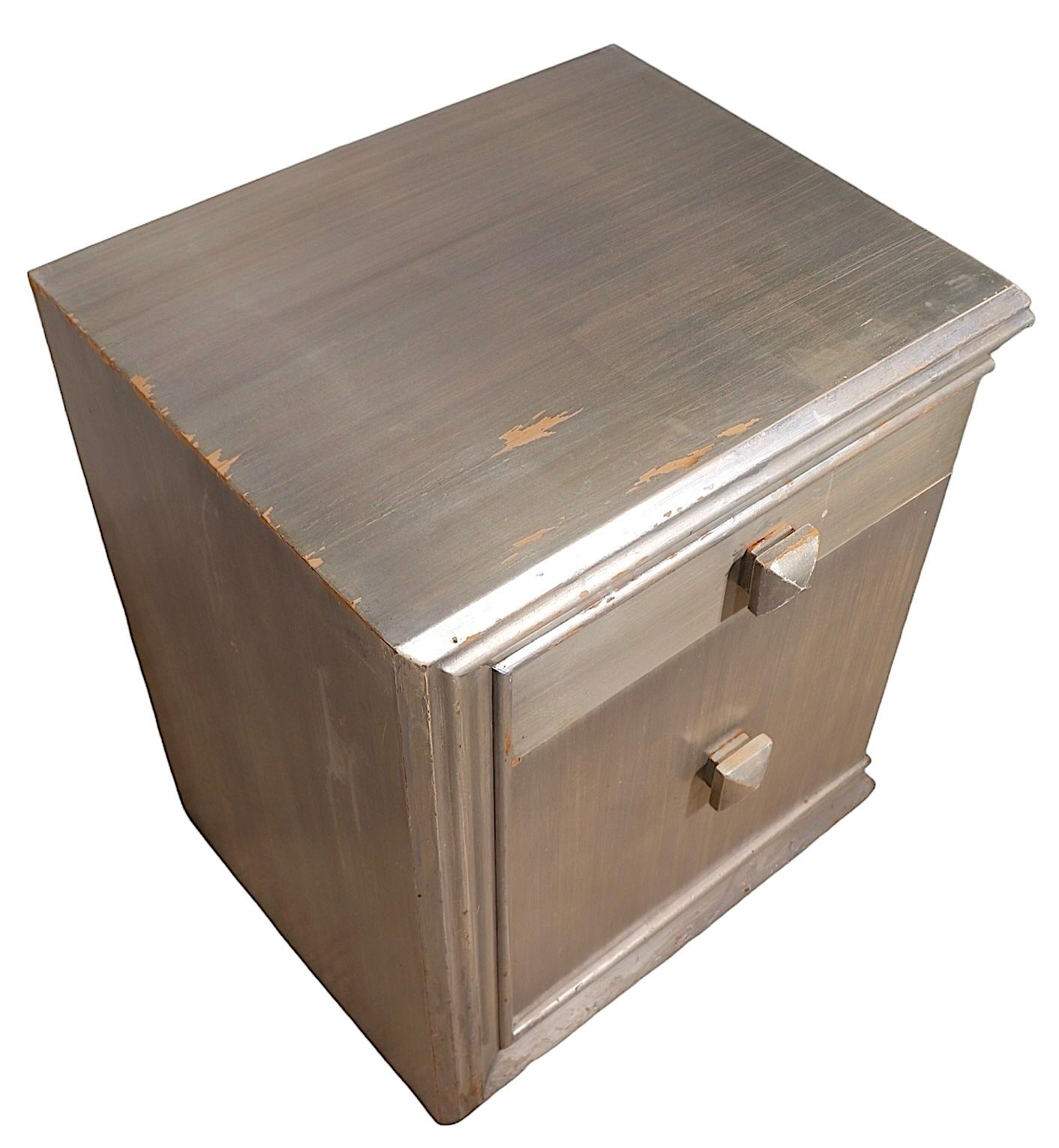 Pr. James Mont Nightstands in Silver Gilt Finish c 1940/50's For Sale 12