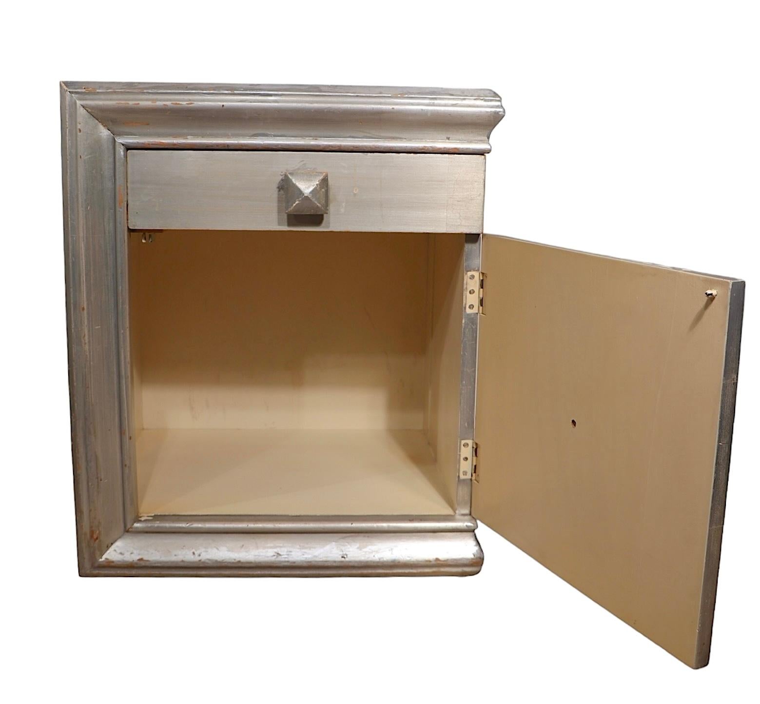 Giltwood Pr. James Mont Nightstands in Silver Gilt Finish c 1940/50's For Sale