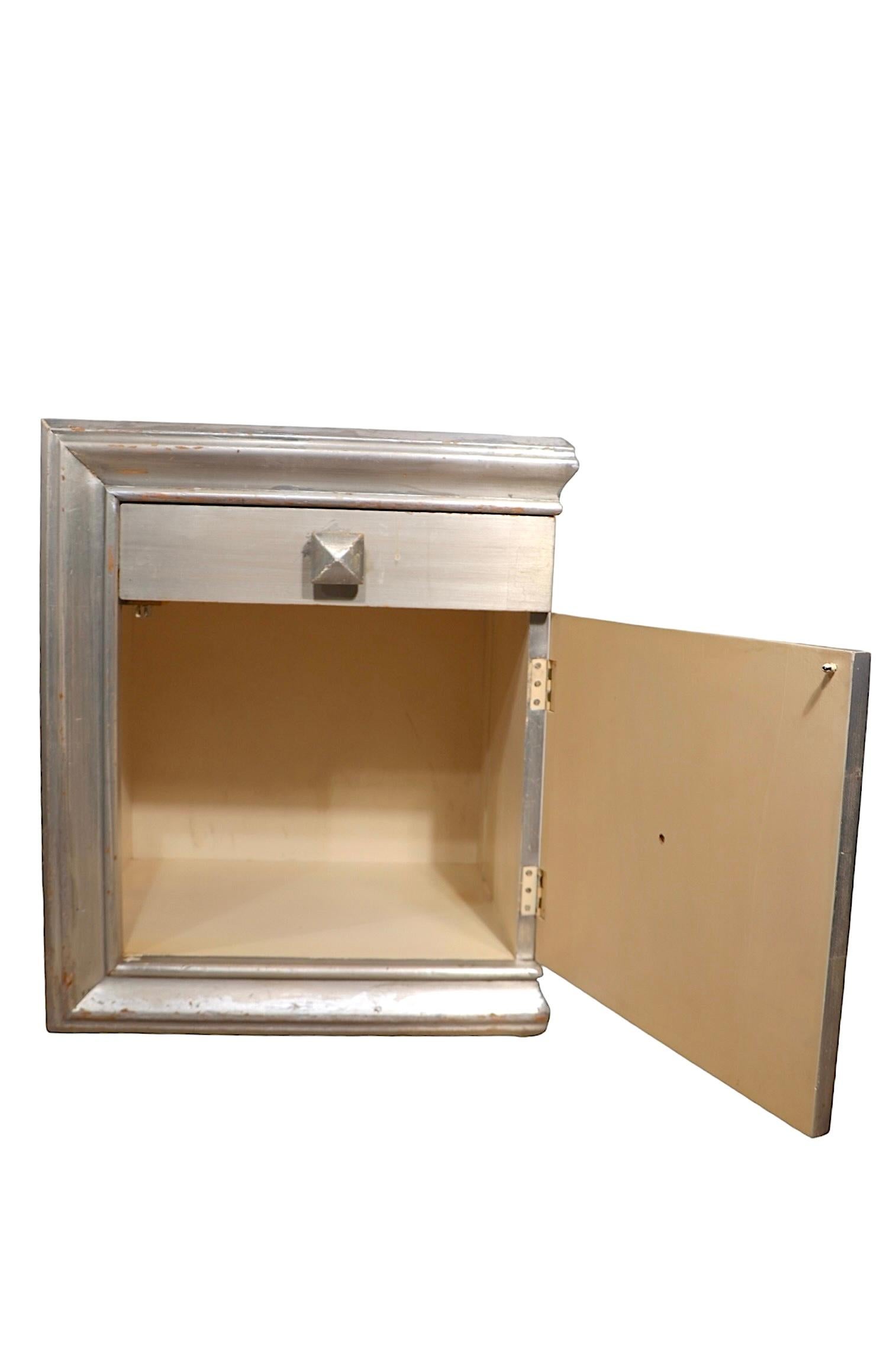 Pr. James Mont Nightstands in Silver Gilt Finish c 1940/50's For Sale 1