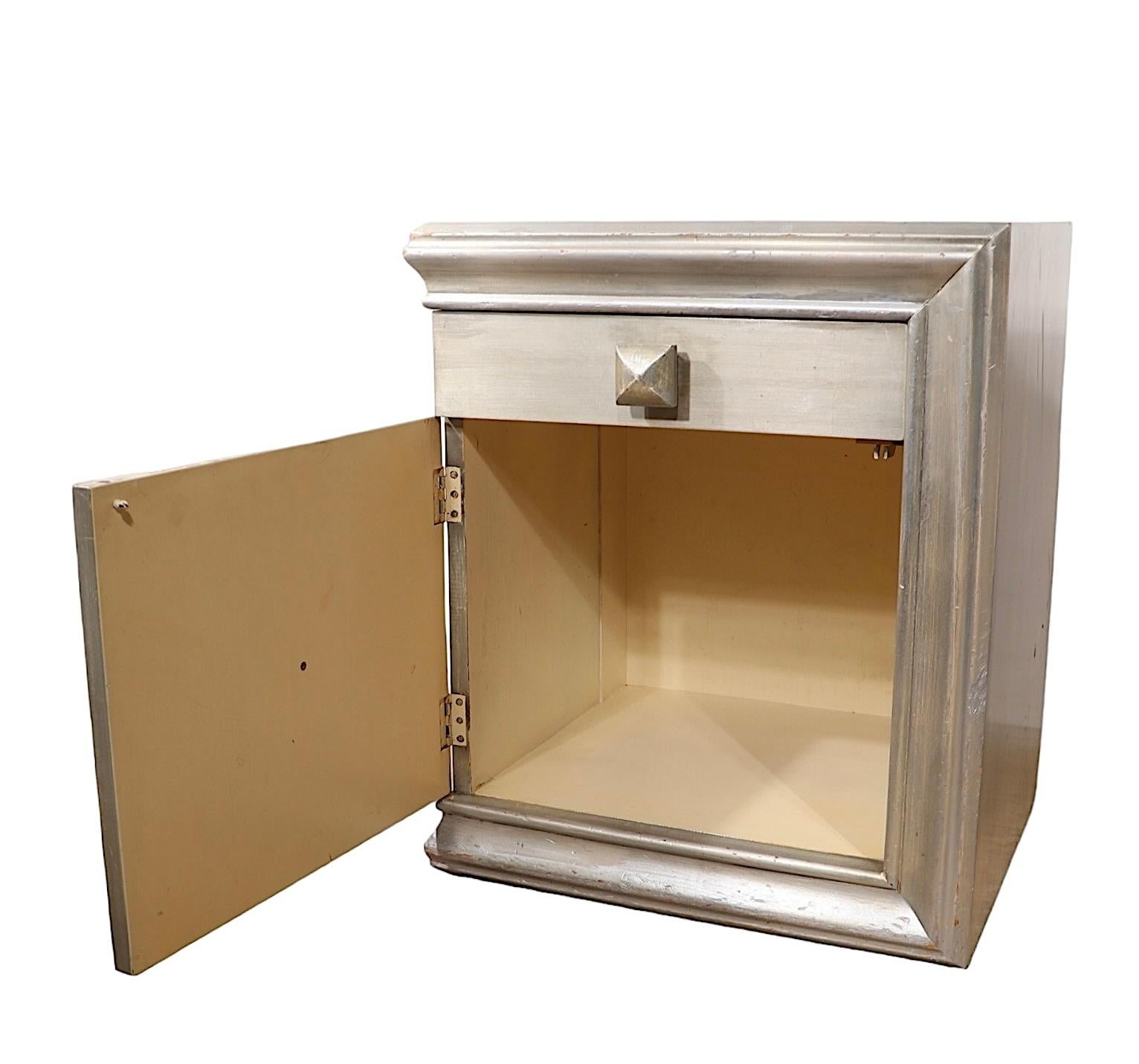 Pr. James Mont Nightstands in Silver Gilt Finish c 1940/50's For Sale 2