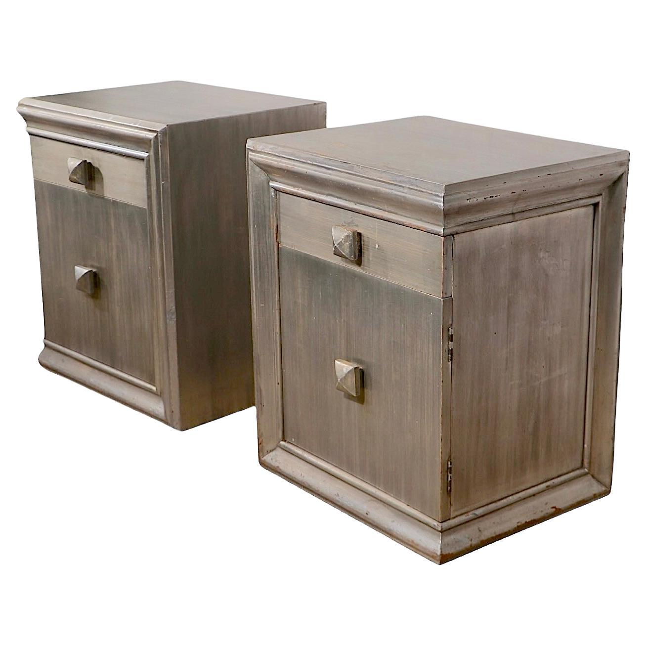 Pr. James Mont Nightstands in Silver Gilt Finish c 1940/50's