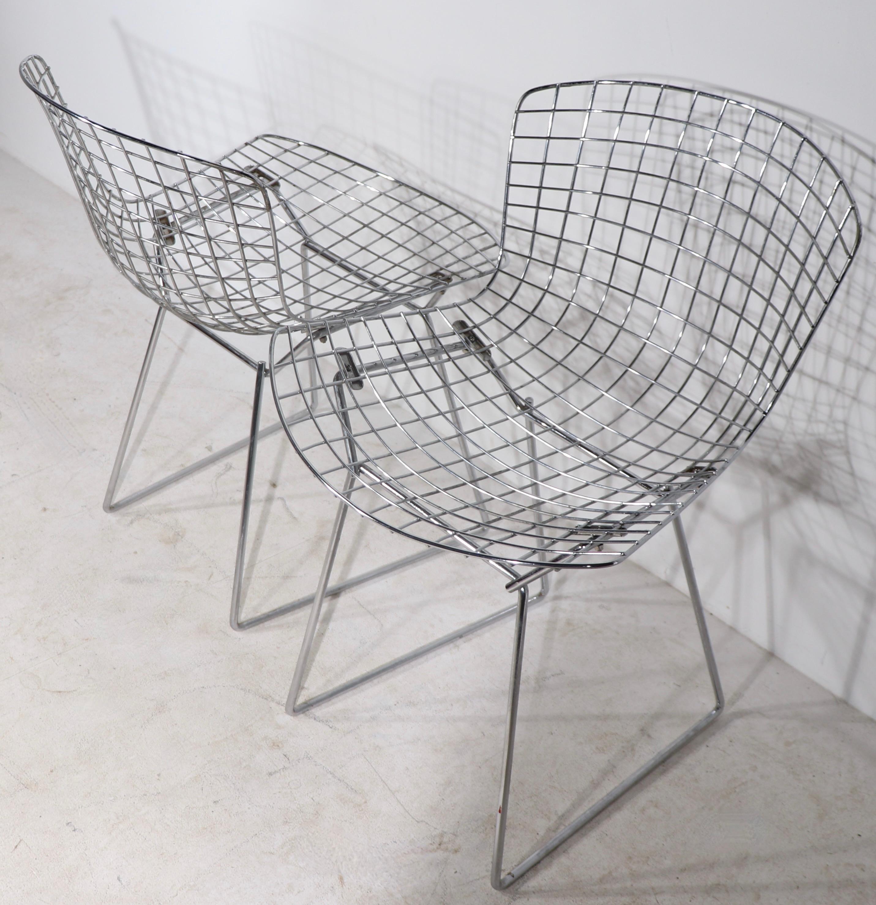 Pr Knoll Bertoia Side Chairs in Bright Chrome Ca. 1970's 7