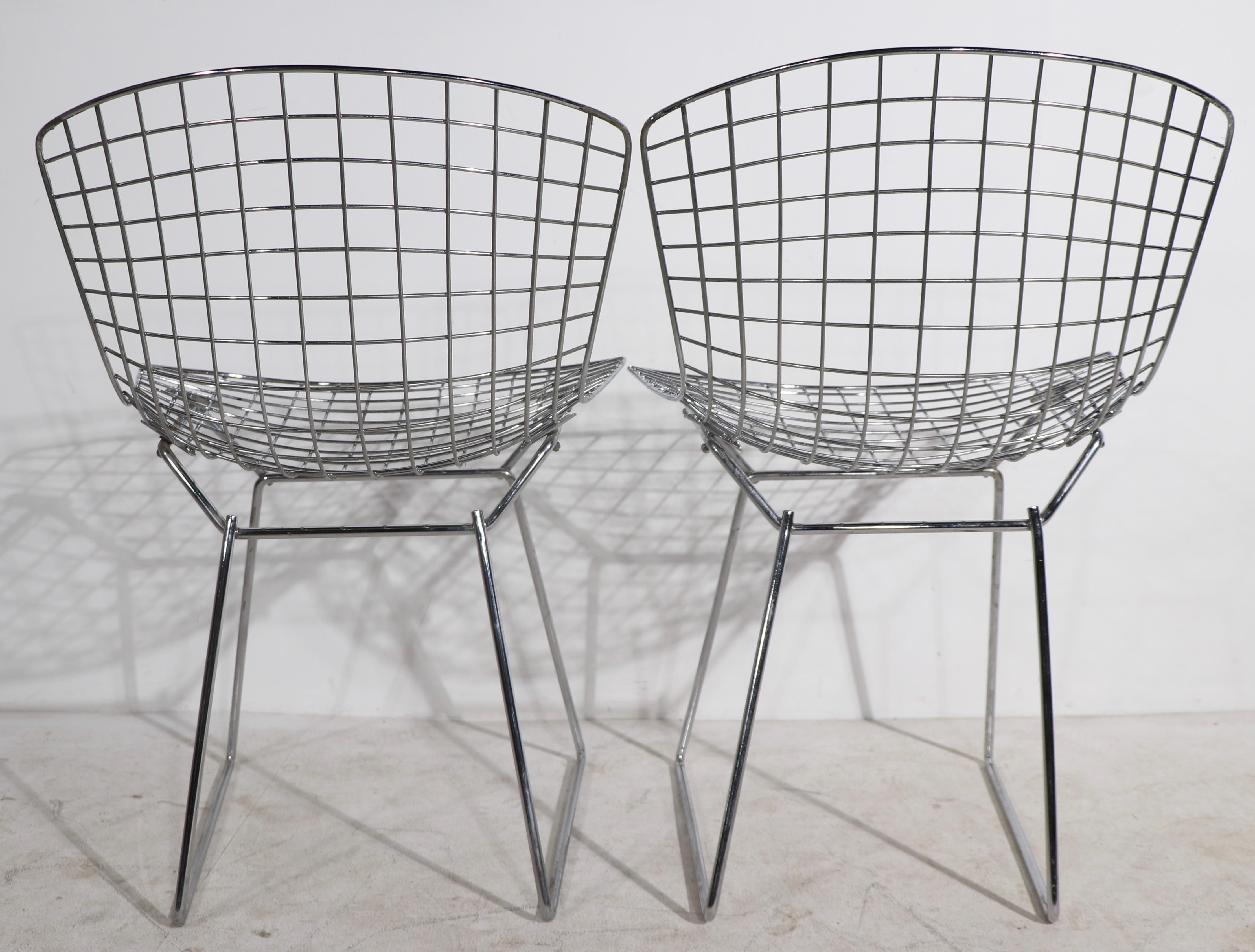 Pr Knoll Bertoia Side Chairs in Bright Chrome Ca. 1970's 8