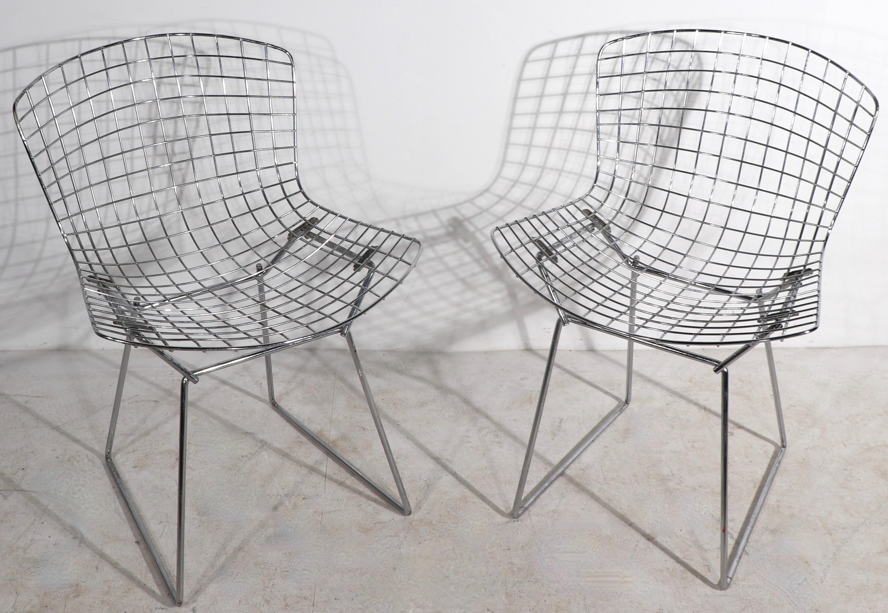 Mid-Century Modern Pr Knoll Bertoia Side Chairs in Bright Chrome Ca. 1970's