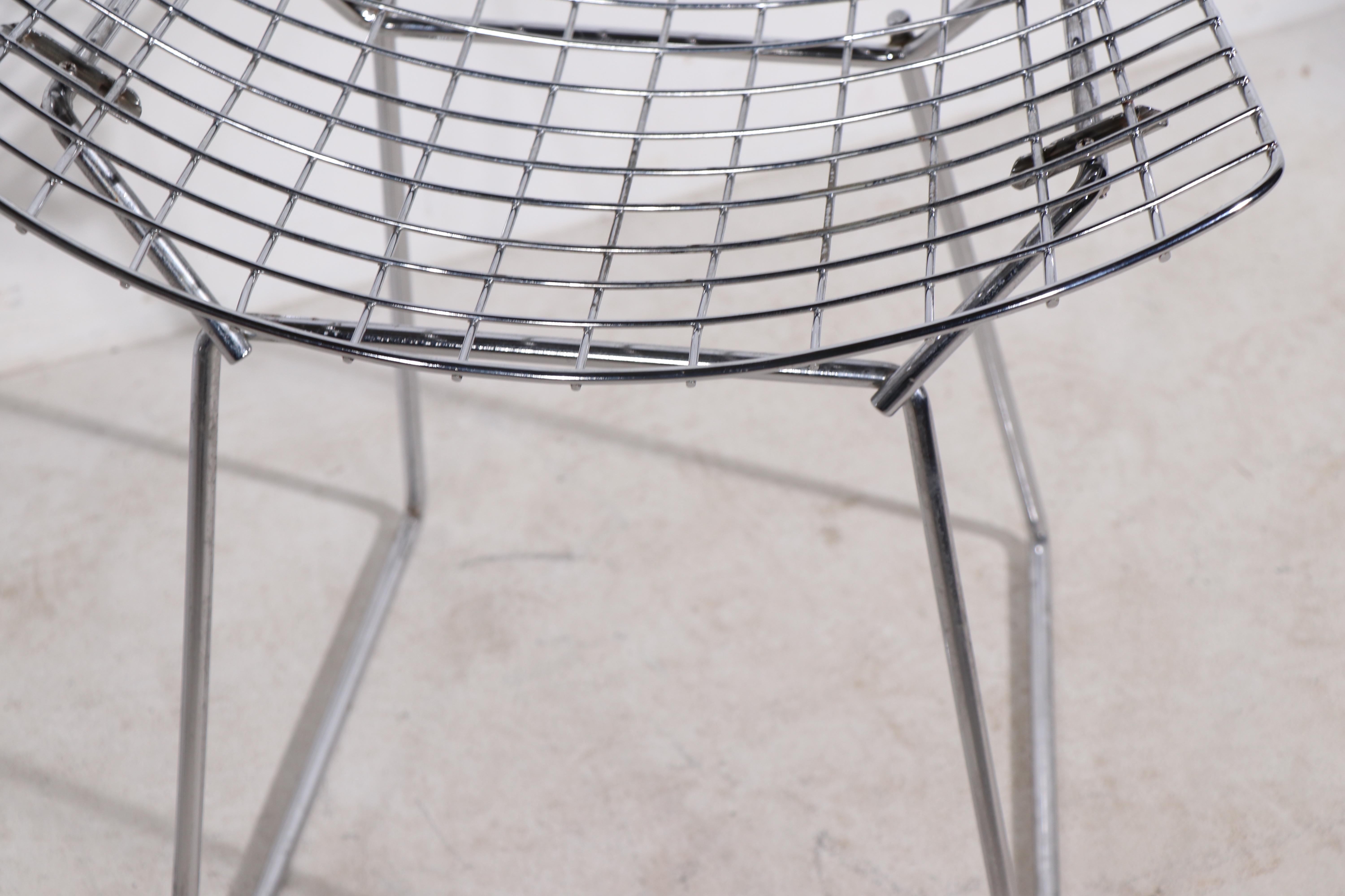 Pr Knoll Bertoia Side Chairs in Bright Chrome Ca. 1970's In Good Condition In New York, NY