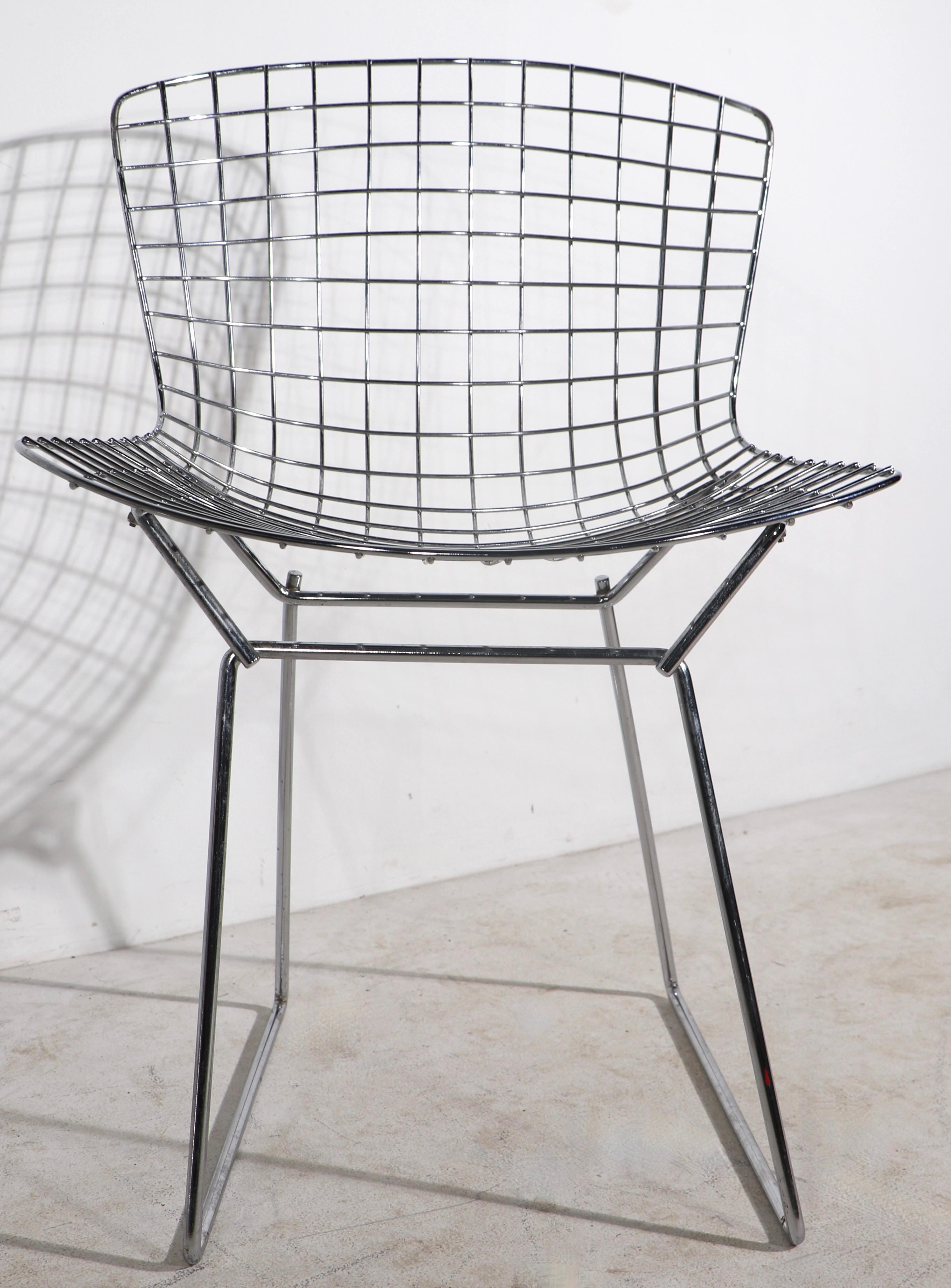 Pr Knoll Bertoia Side Chairs in Bright Chrome Ca. 1970's 1