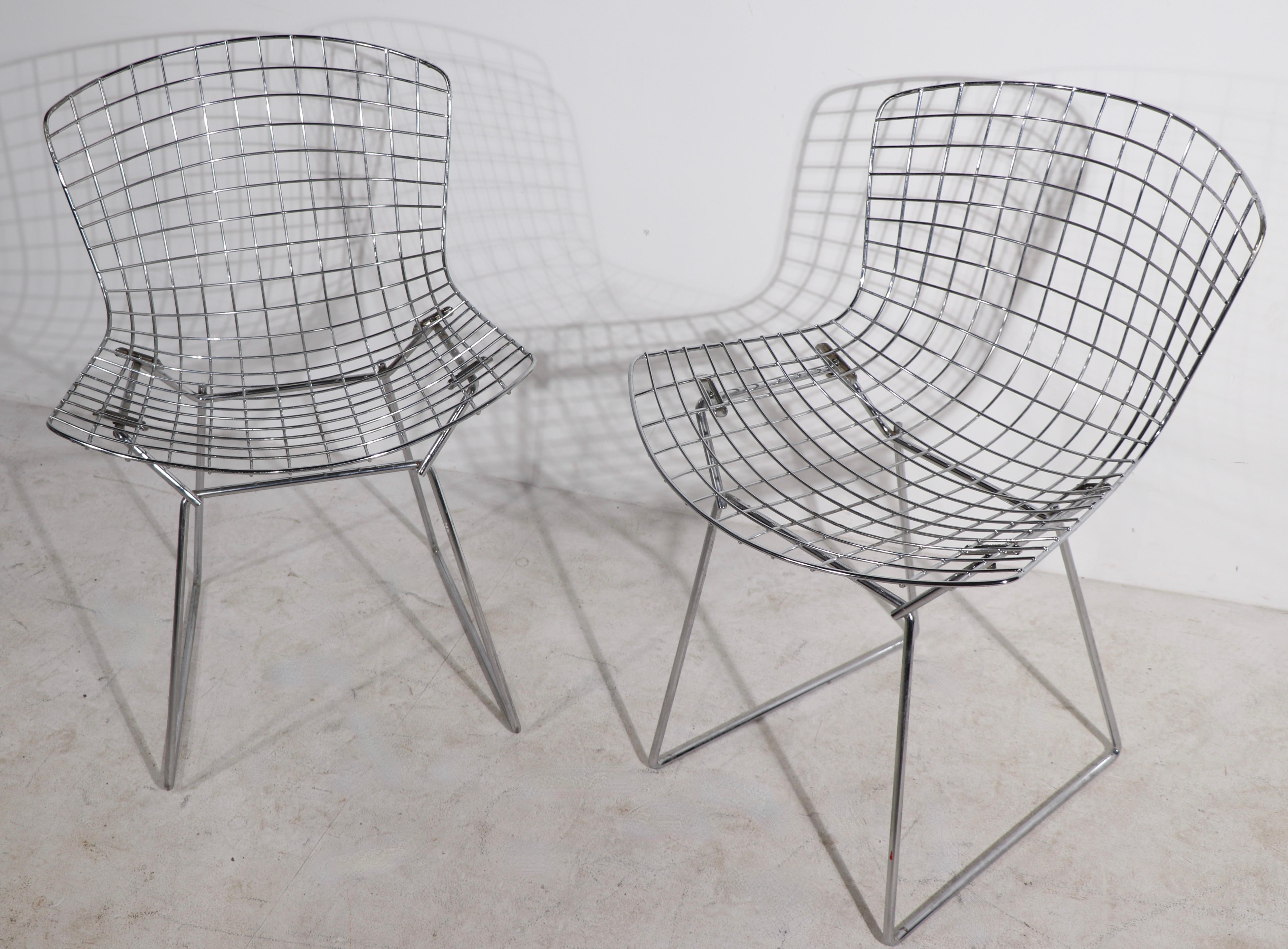 Pr Knoll Bertoia Side Chairs in Bright Chrome Ca. 1970's 2