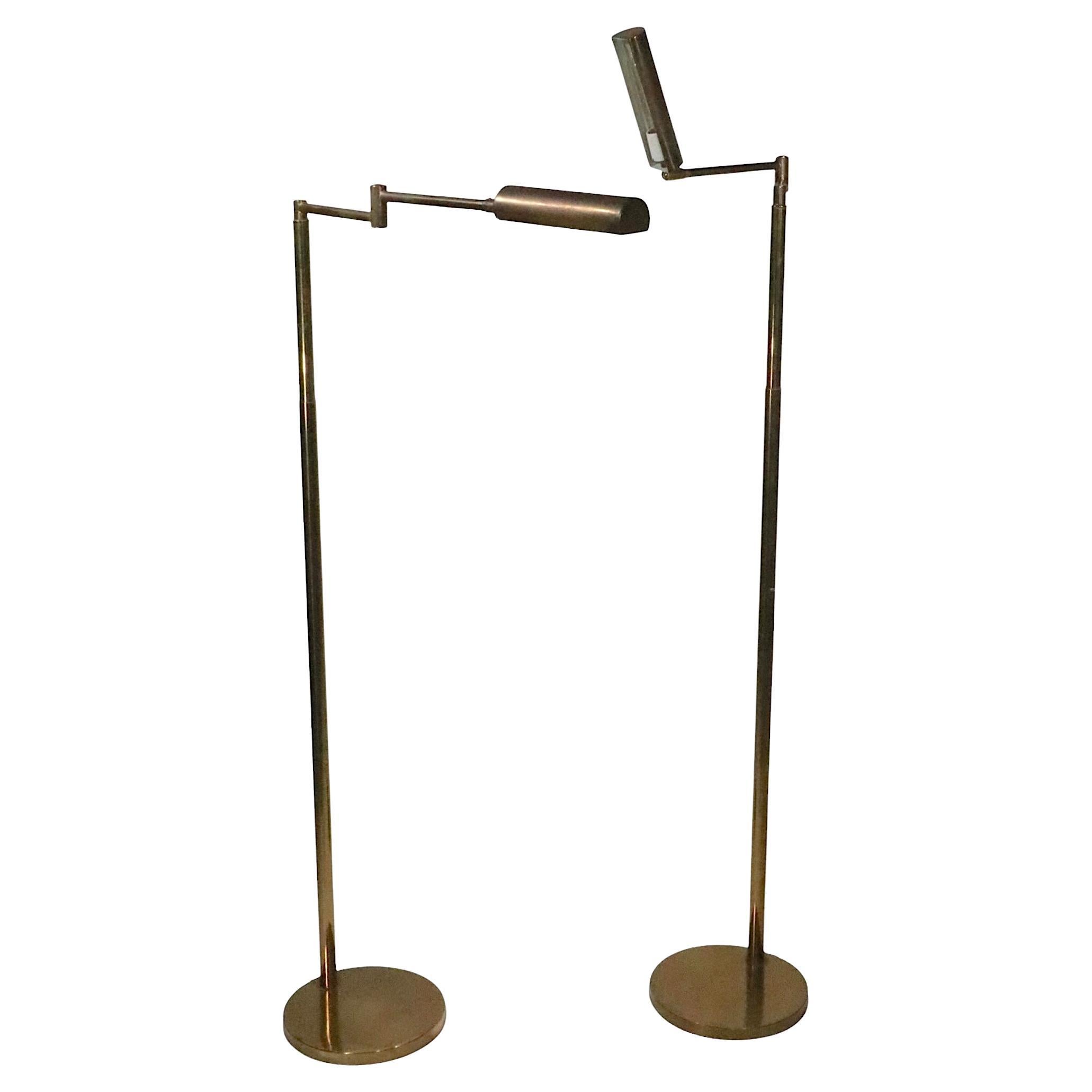 Pr.  Koch & Lowy Adjustable Pharmacy Floor Lamps c. 1970's