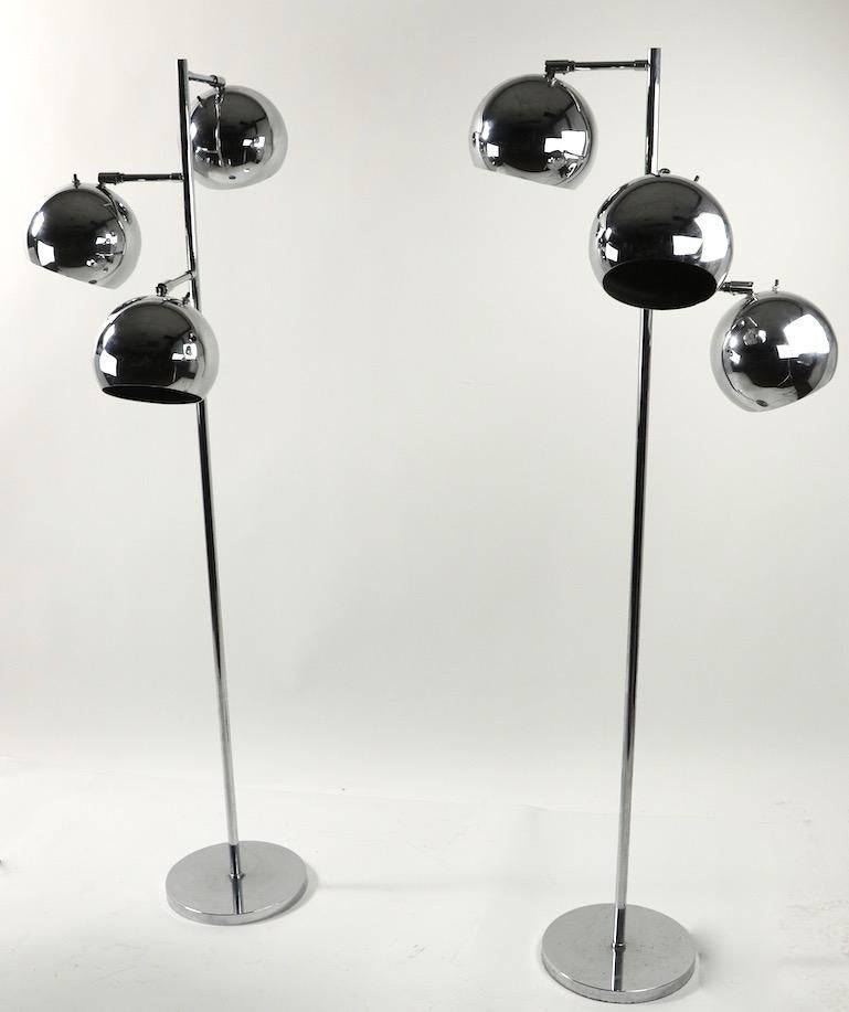 Pair of Kotch and Lowy Chrome Ball Lamps 4