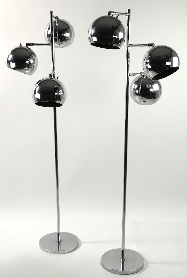 Pair of Kotch and Lowy Chrome Ball Lamps 5